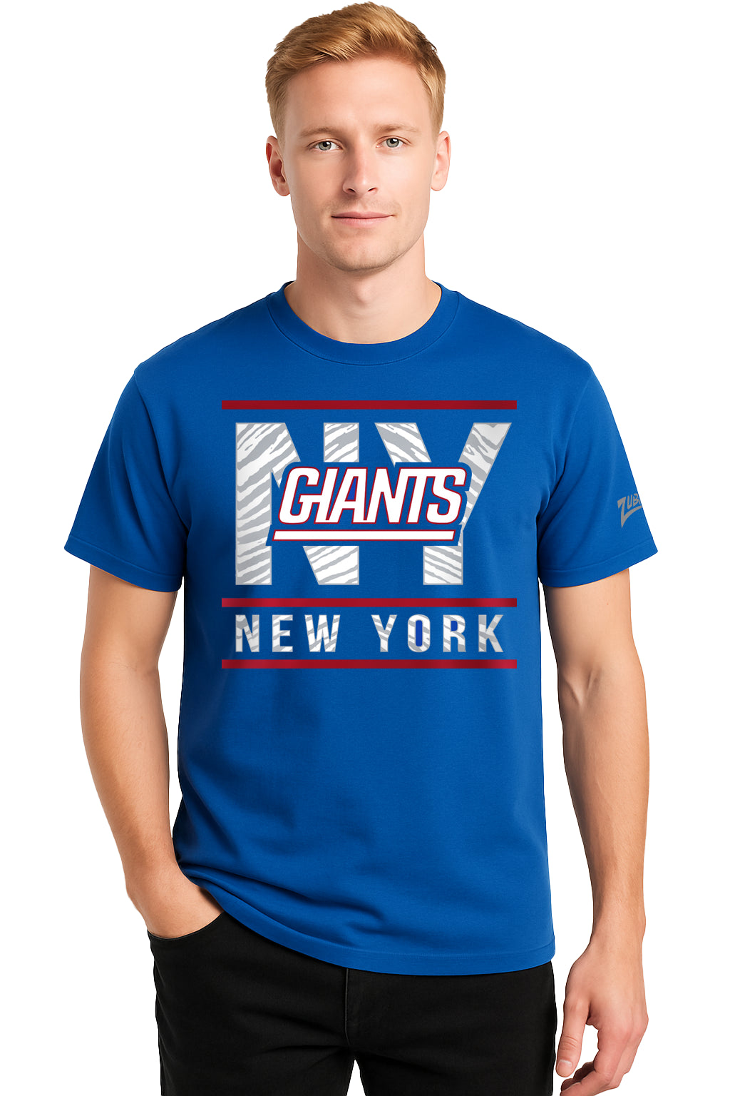 Zubaz NFL Men's Goal Line Team Color Short Sleeve T-Shirt, New York Giants
