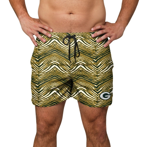 Zubaz NFL Men's Green Bay Packers Exclusive 5.5 Inch Swim Trunk