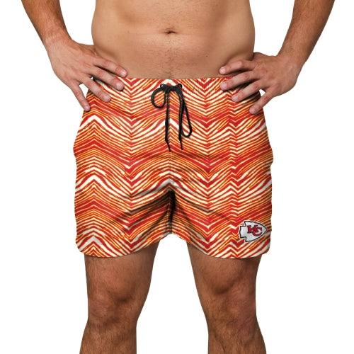 Zubaz NFL Men's Kansas City Chiefs Exclusive 5.5 Inch Swim Trunk