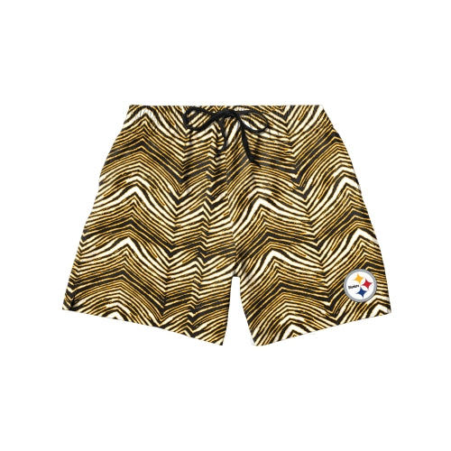 Zubaz NFL Men's Pittsburgh Steelers Exclusive 5.5 Inch Swim Trunk