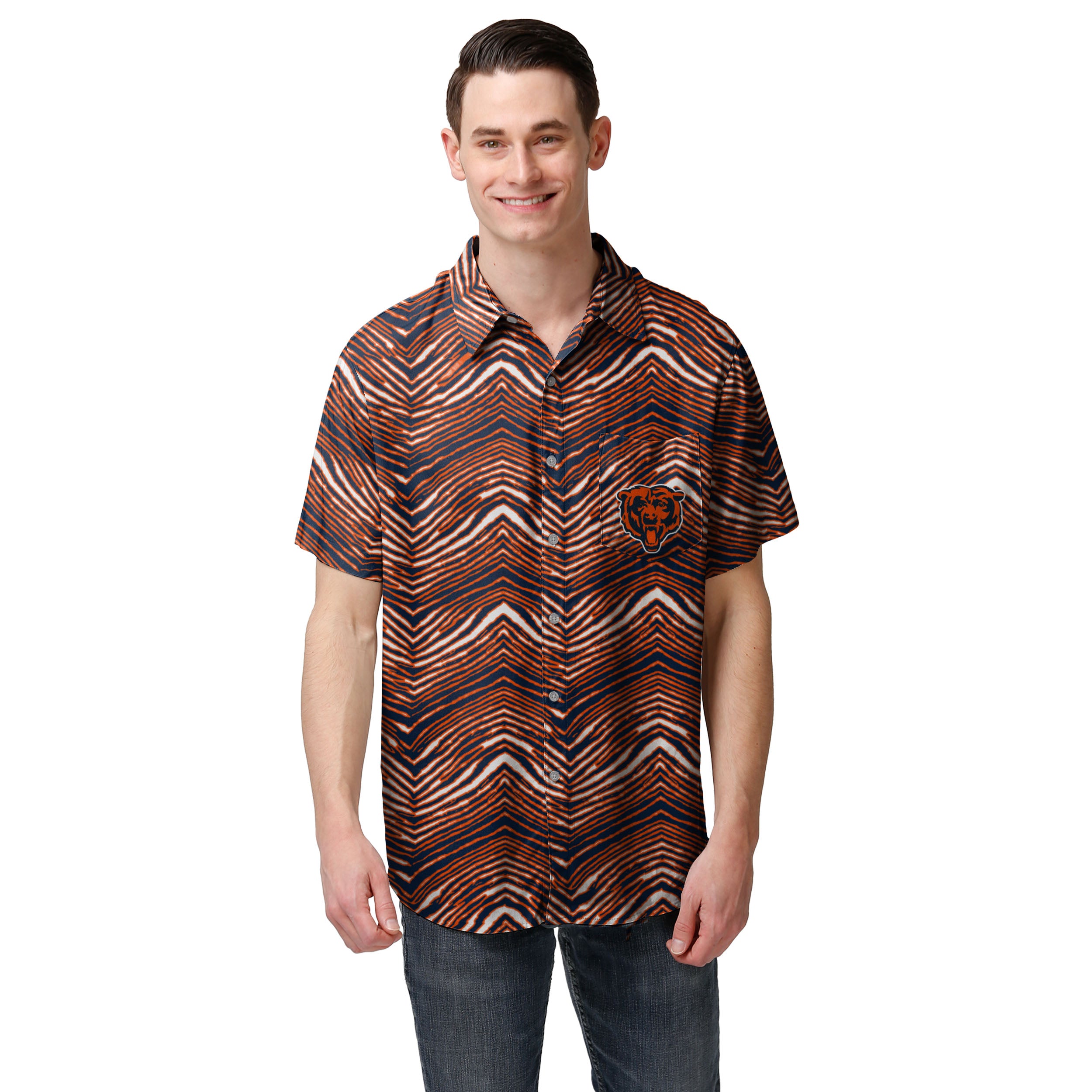 Zubaz NFL Men's Chicago Bears Exclusive Button Up Shirt