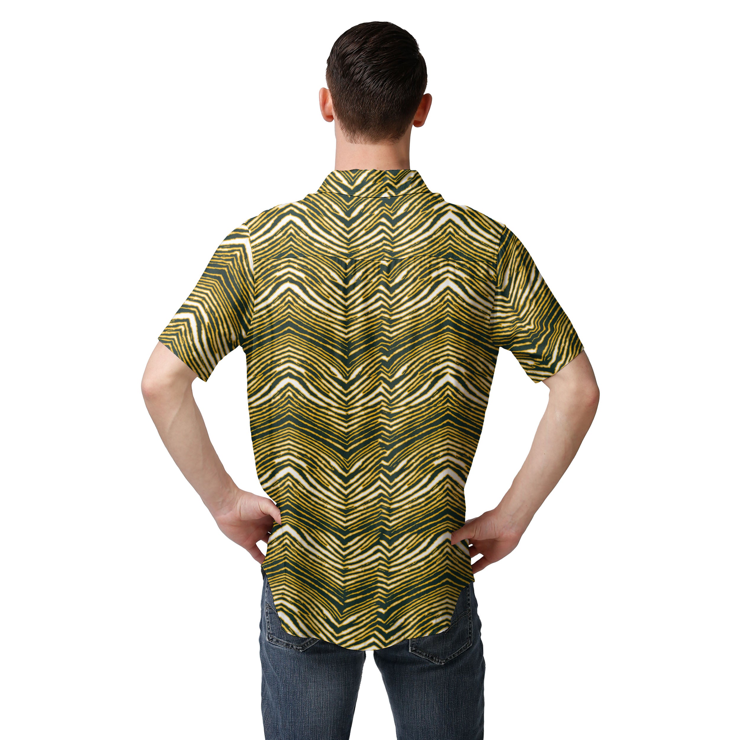 Zubaz NFL Men's Green Bay Packers Exclusive Button Up Shirt