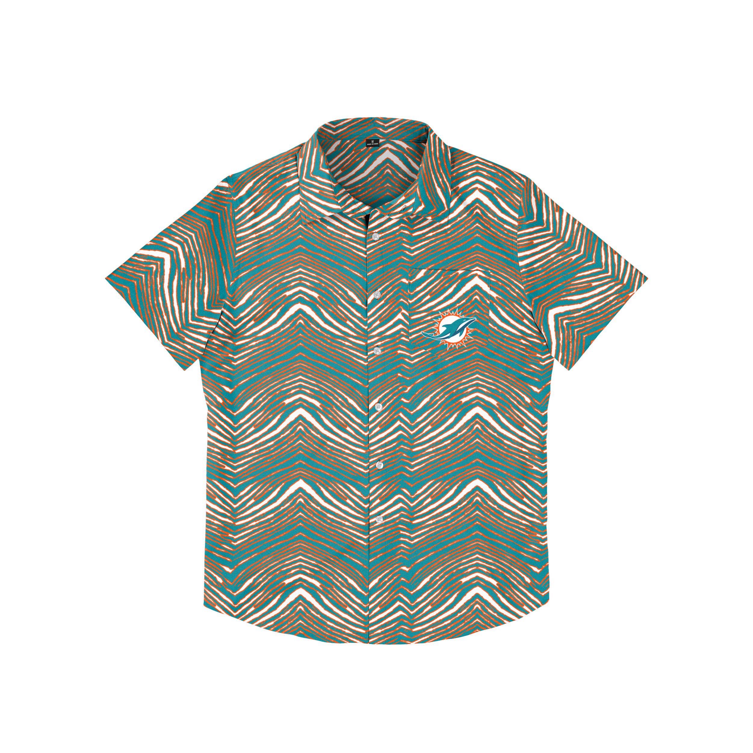 Zubaz NFL Men's Miami Dolphins Exclusive Button Up Shirt