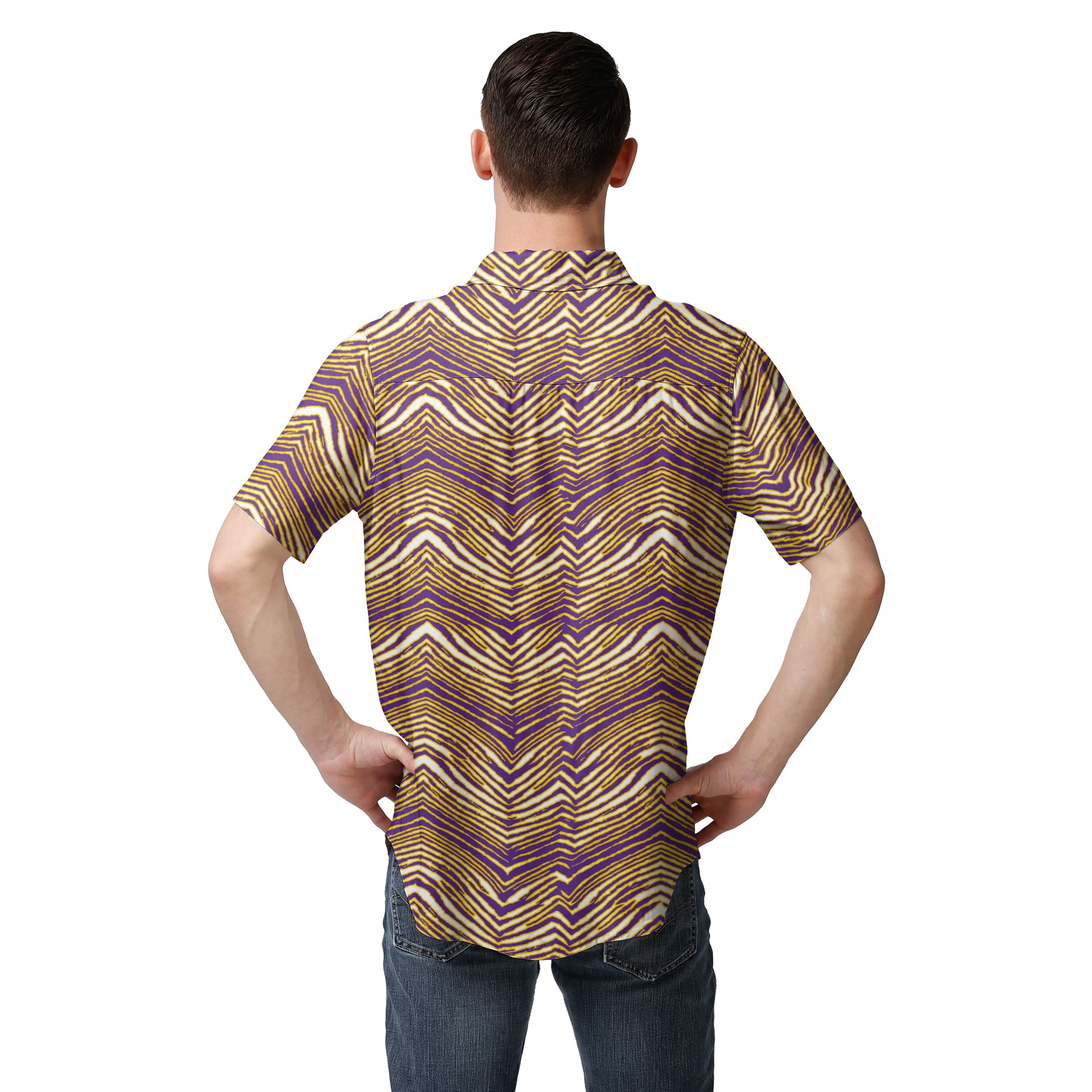 Zubaz NFL Men's Minnesota Vikings Exclusive Button Up Shirt