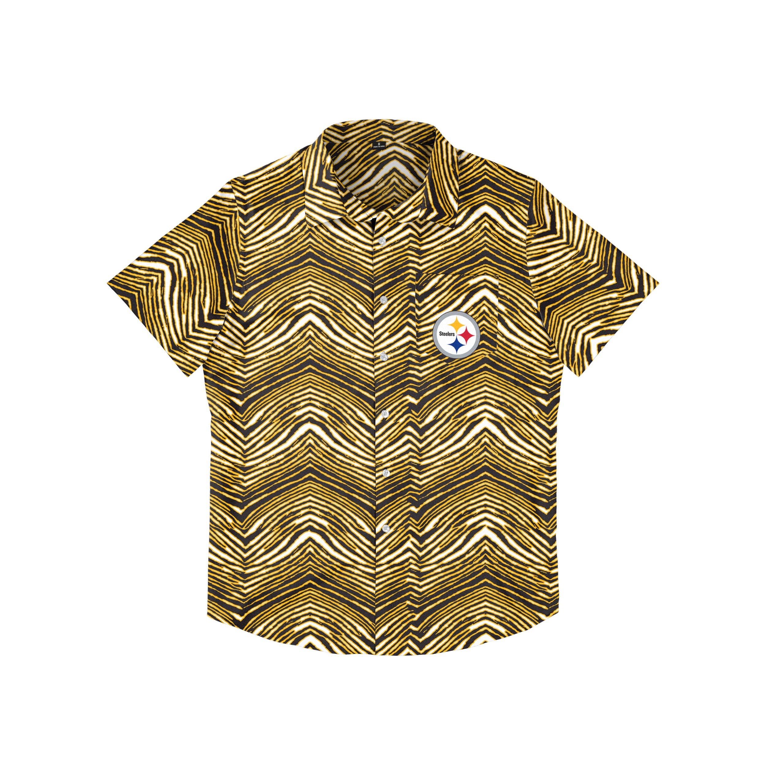 Zubaz NFL Men's Pittsburgh Steelers Exclusive Button Up Shirt