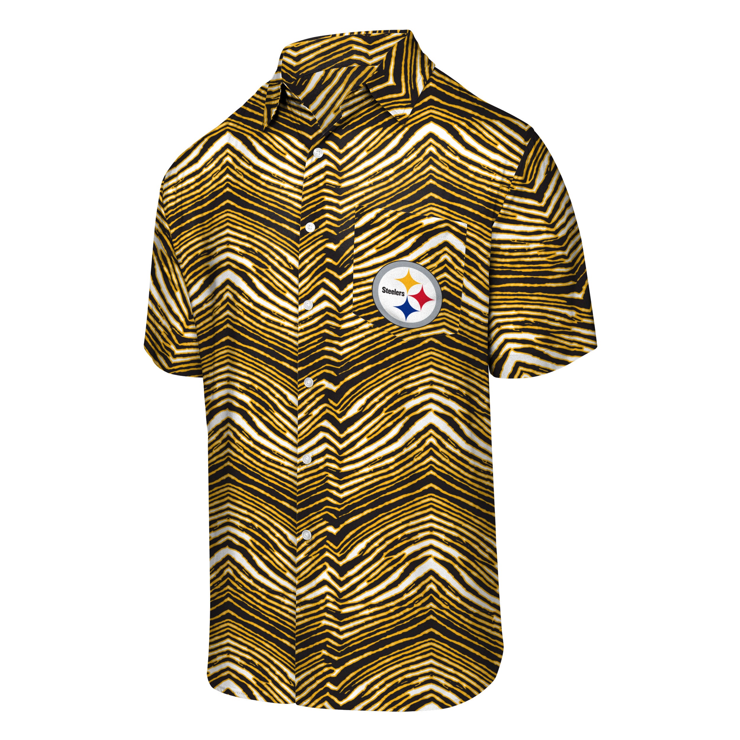Zubaz NFL Men's Pittsburgh Steelers Exclusive Button Up Shirt