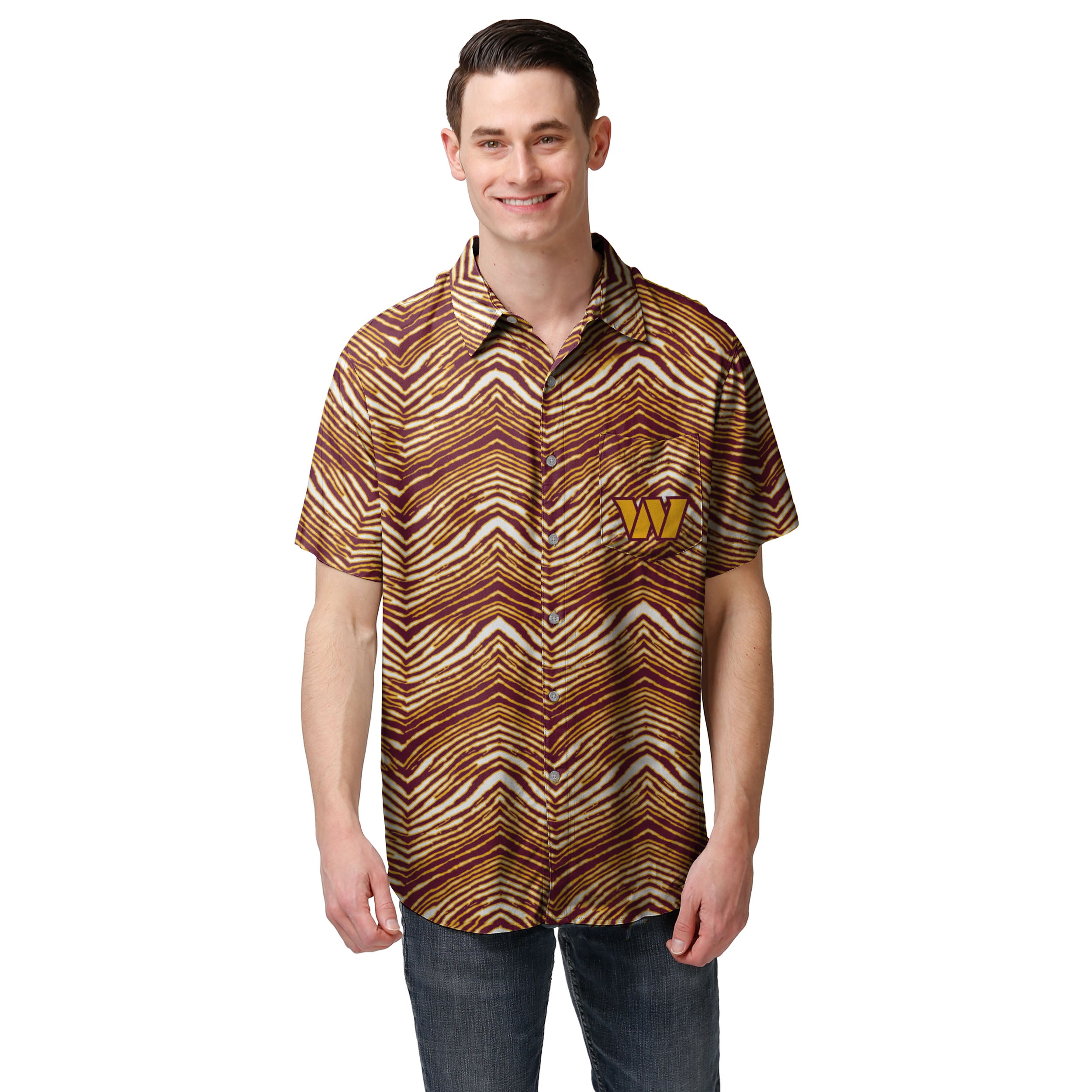 Zubaz NFL Men's Washington Commanders Exclusive Button Up Shirt