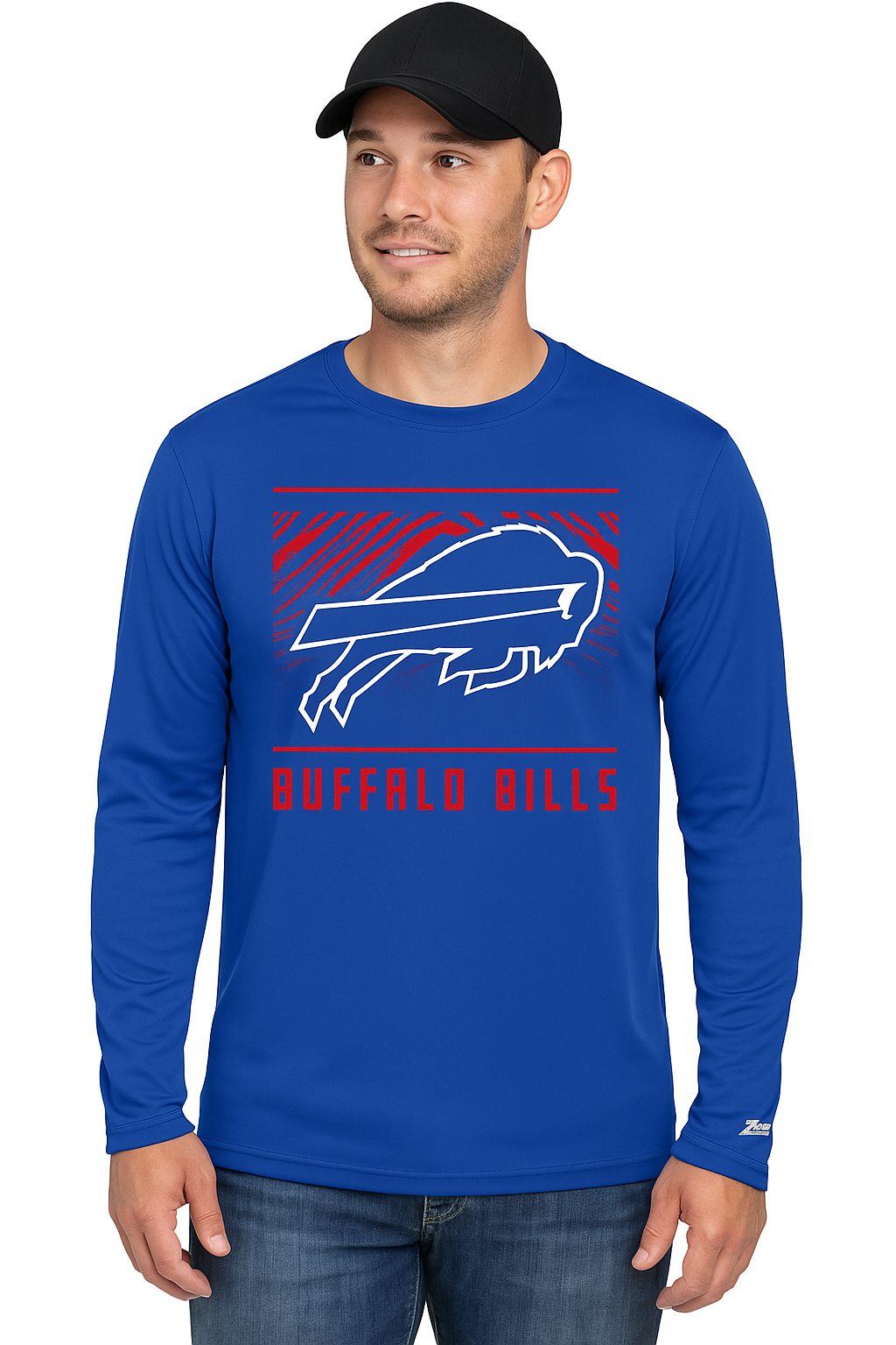 Zubaz NFL Men's Team Color Tunnel Long Sleeve T-Shirt, Buffalo Bills