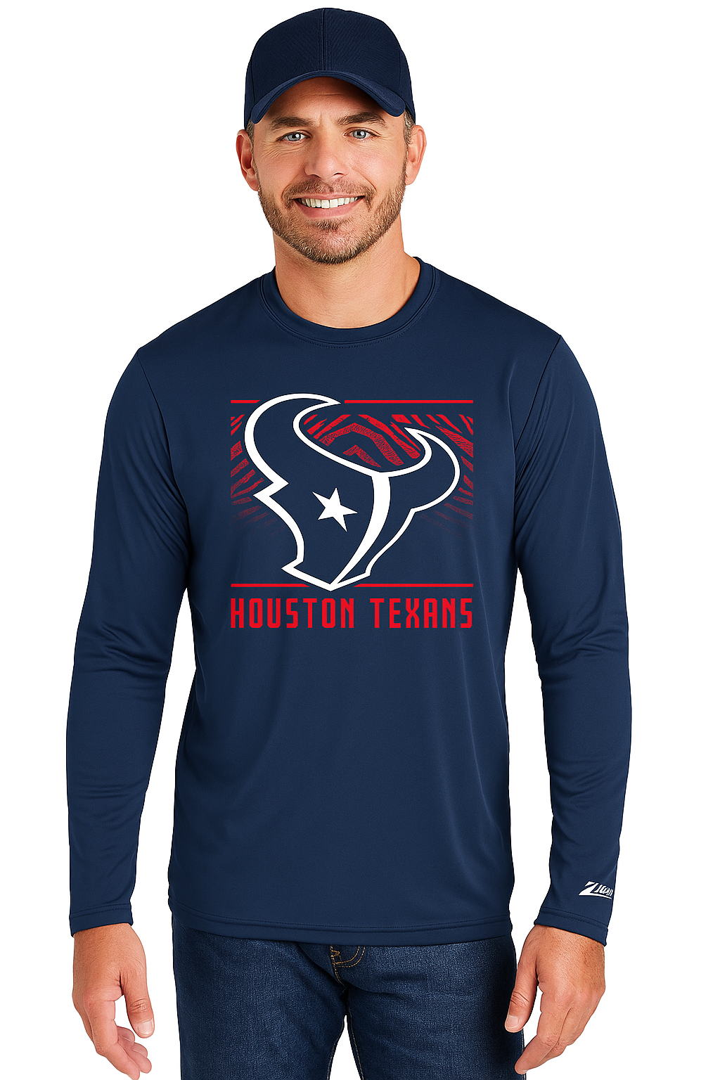Zubaz NFL Men's Team Color Tunnel Long Sleeve T-Shirt, Houston Texans