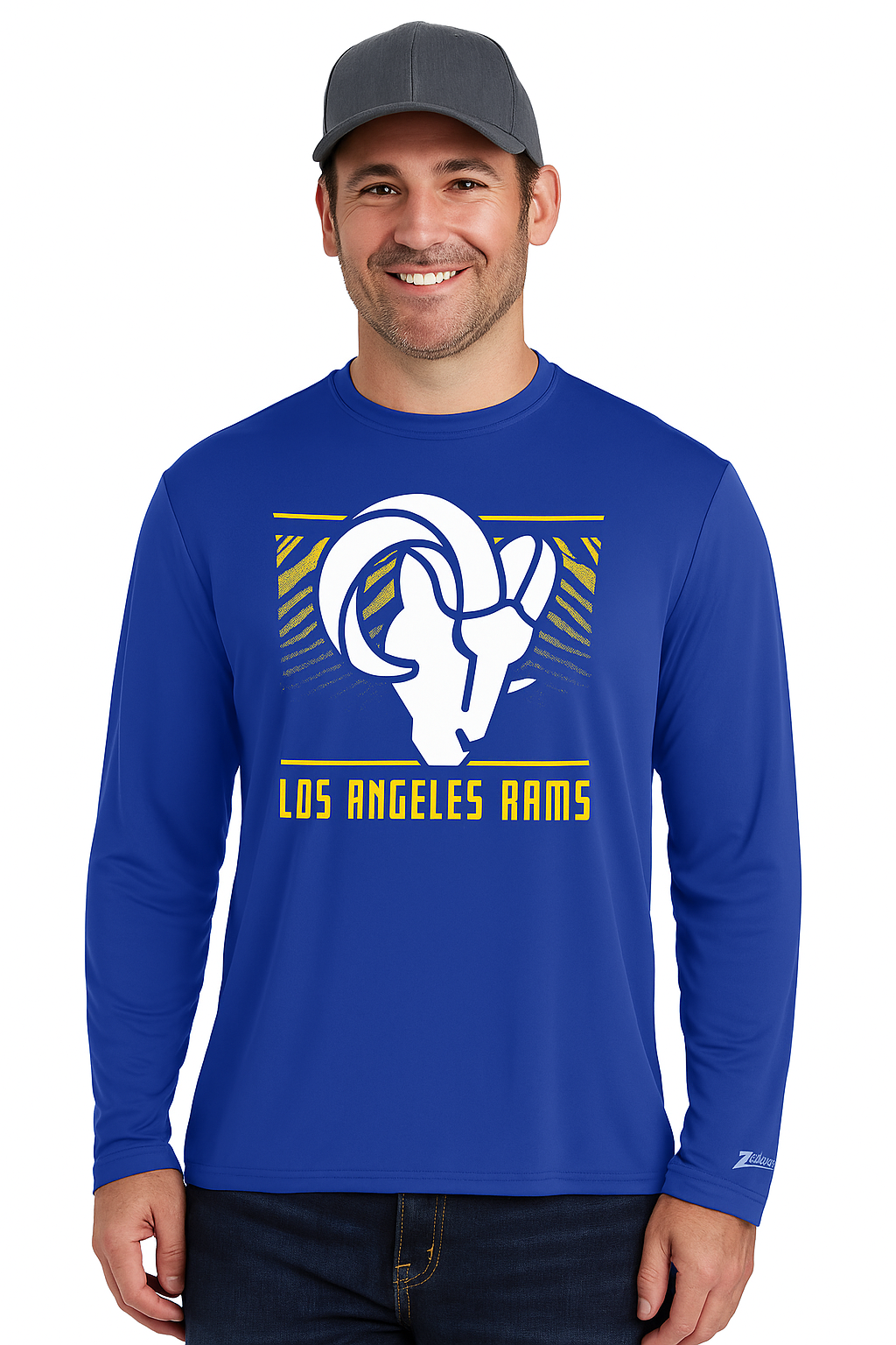 Zubaz NFL Men's Team Color Tunnel Long Sleeve T-Shirt, Los Angeles Rams