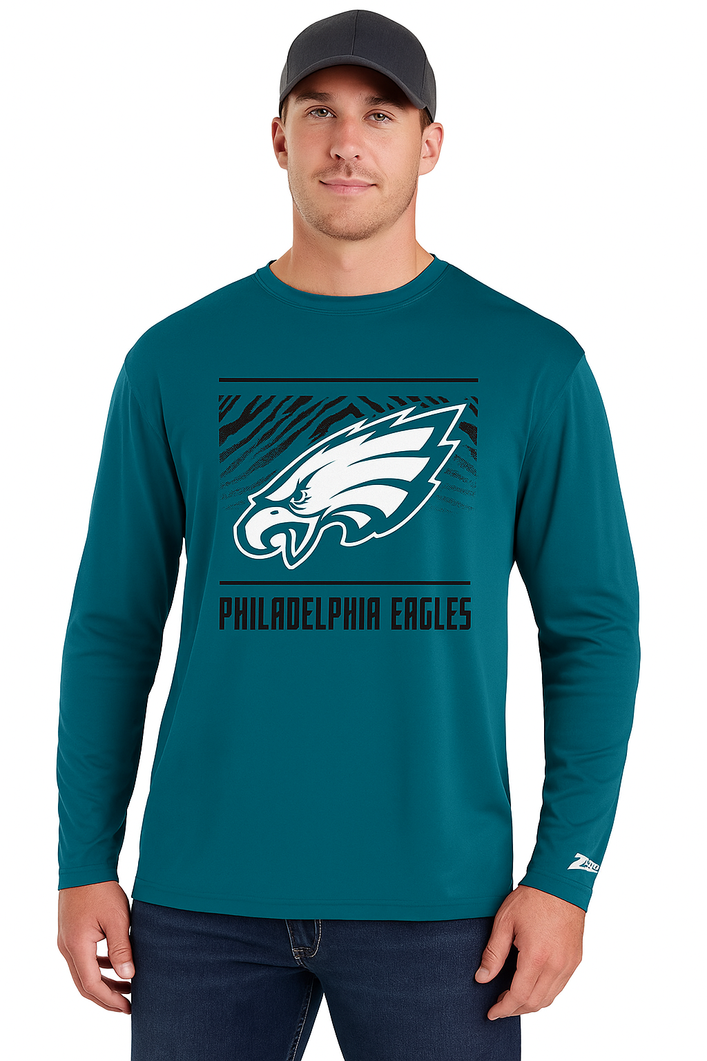 Zubaz NFL Men's Team Color Tunnel Long Sleeve T-Shirt, Philadelphia Eagles