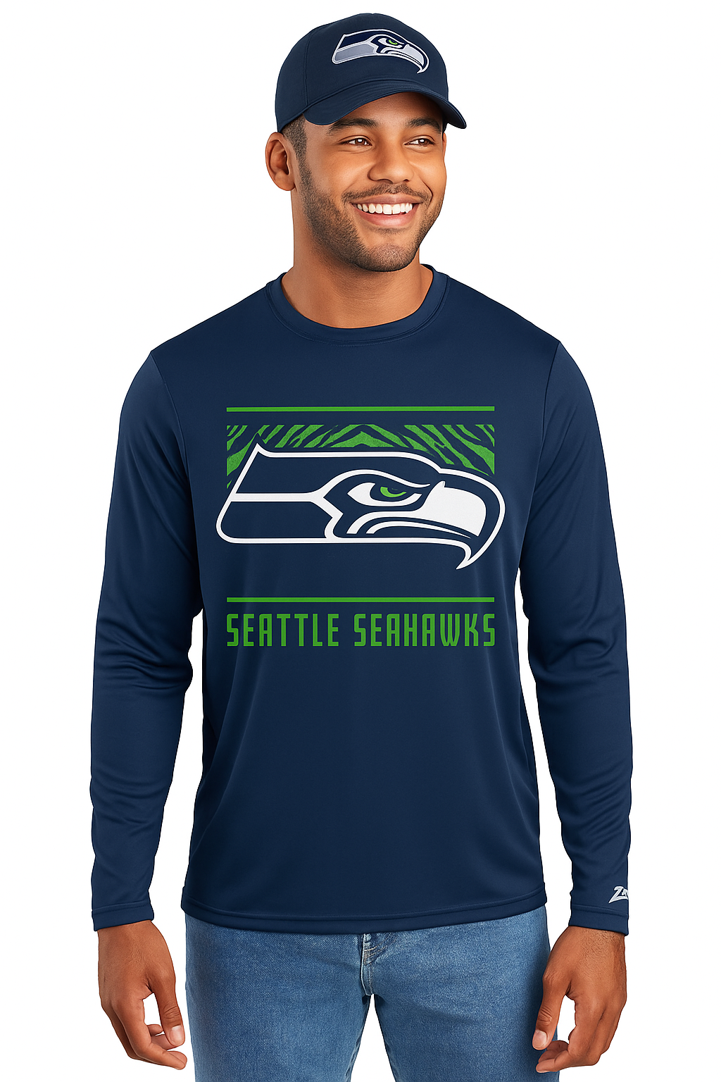 Zubaz NFL Men's Team Color Tunnel Long Sleeve T-Shirt, Seattle Seahawks - Official NFL Seahawks Zubaz Apparel (30 of 45)