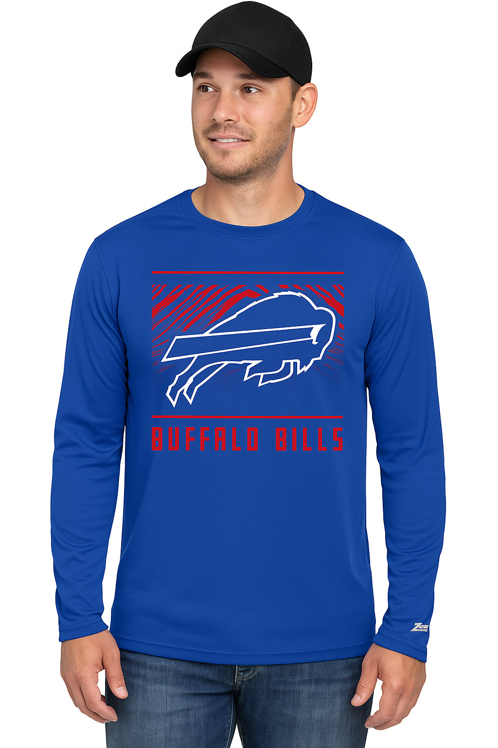 Zubaz NFL Men's Team Color Tunnel Long Sleeve T-Shirt, Buffalo Bills