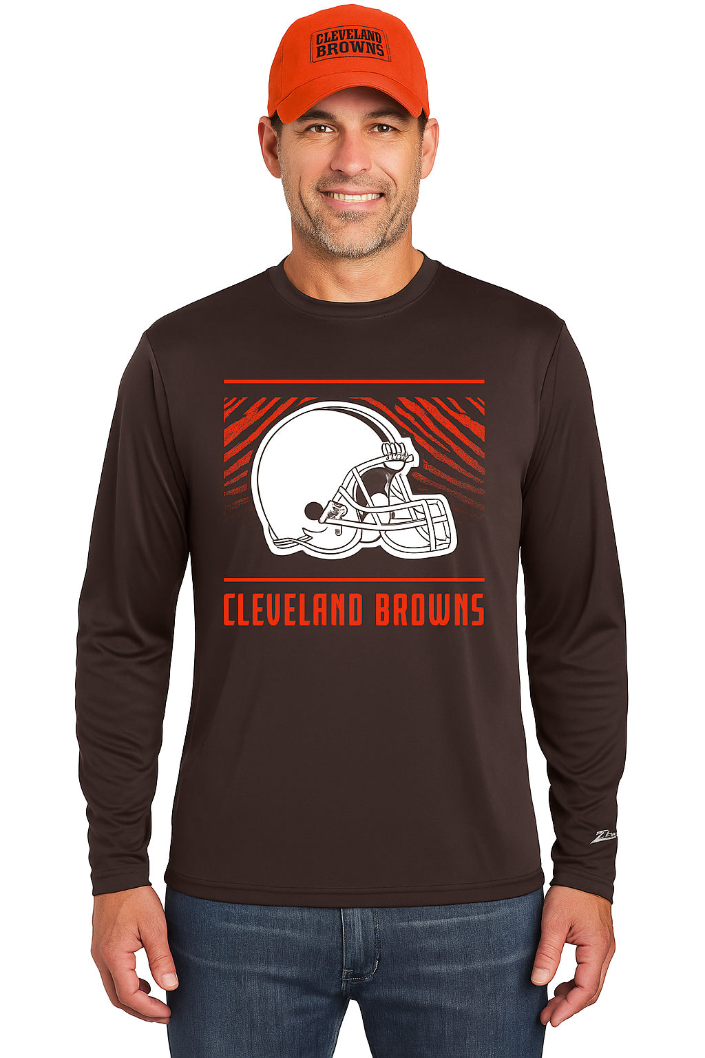 Zubaz NFL Men's Team Color Tunnel Long Sleeve T-Shirt, Cleveland Browns - Official NFL Browns Zubaz Apparel (25 of 45)