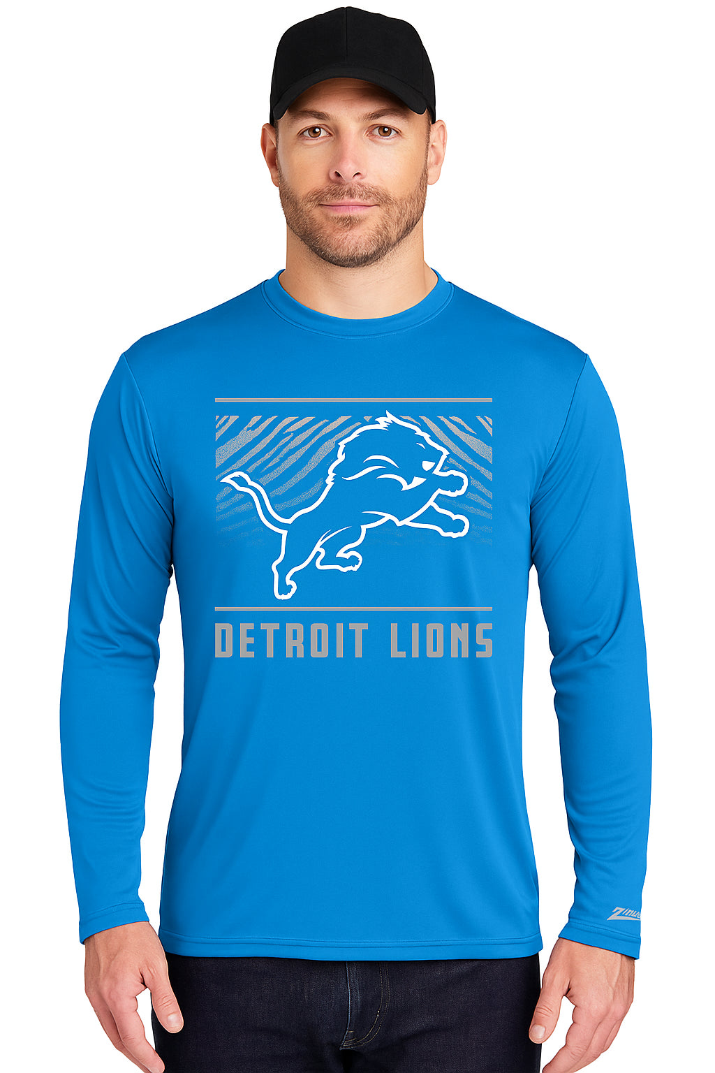 Zubaz NFL Men's Team Color Tunnel Long Sleeve T-Shirt, Detroit Lions