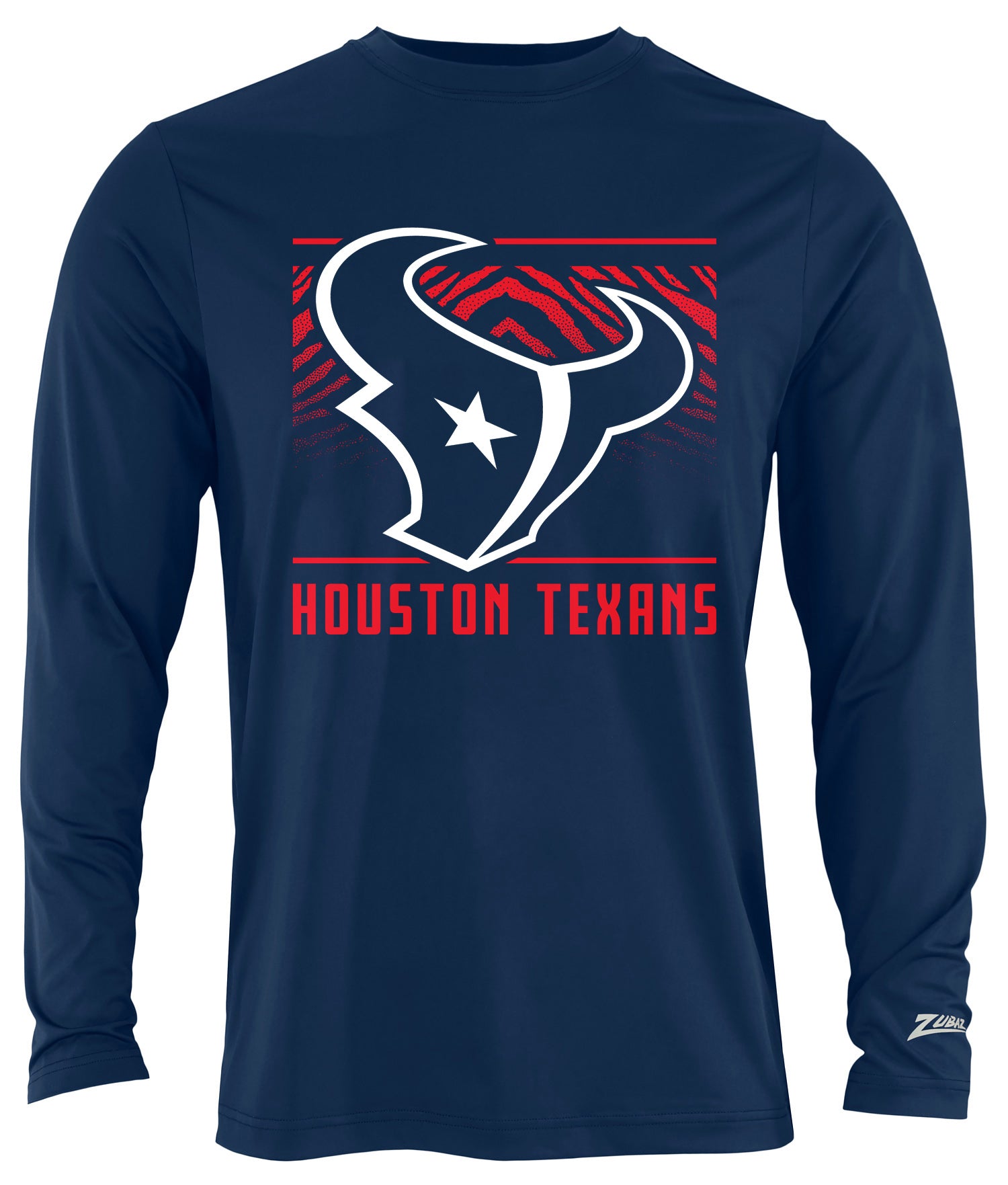 Zubaz NFL Men's Team Color Tunnel Long Sleeve T-Shirt, Houston Texans