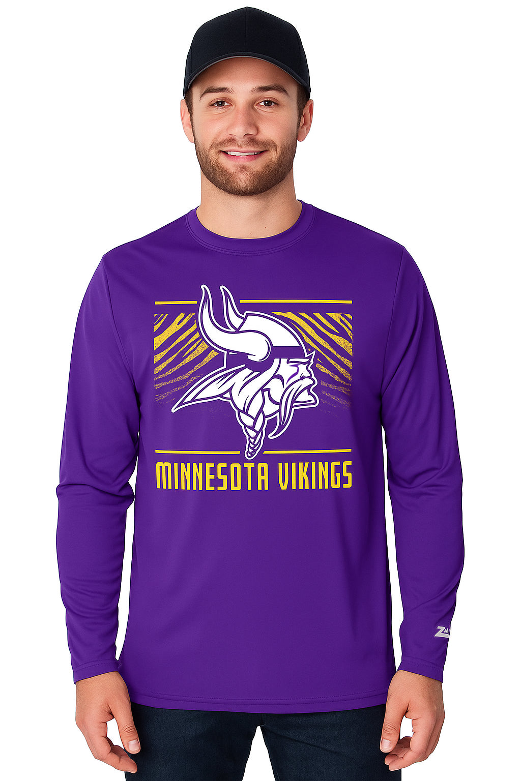 Zubaz NFL Men's Team Color Tunnel Long Sleeve T-Shirt, Minnesota Vikings