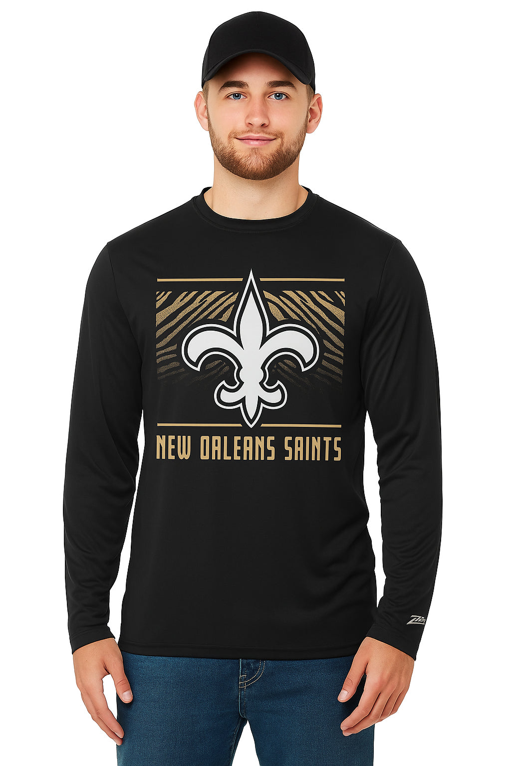 Zubaz NFL Men's Team Color Tunnel Long Sleeve T-Shirt, New Orleans Saints - Official NFL Saints Zubaz Apparel (10 of 45)