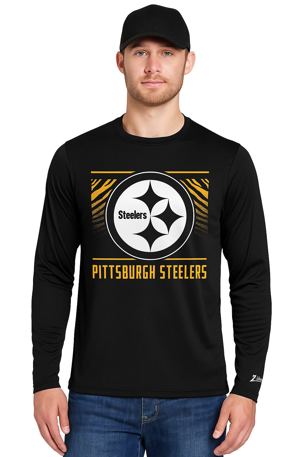 Zubaz NFL Men's Team Color Tunnel Long Sleeve T-Shirt, Pittsburgh Steelers
