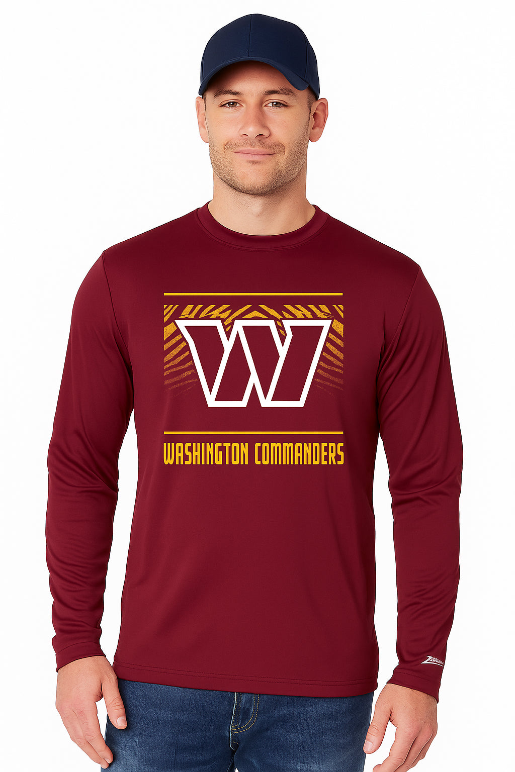 Zubaz NFL Men's Team Color Tunnel Long Sleeve T-Shirt, Washington Commanders