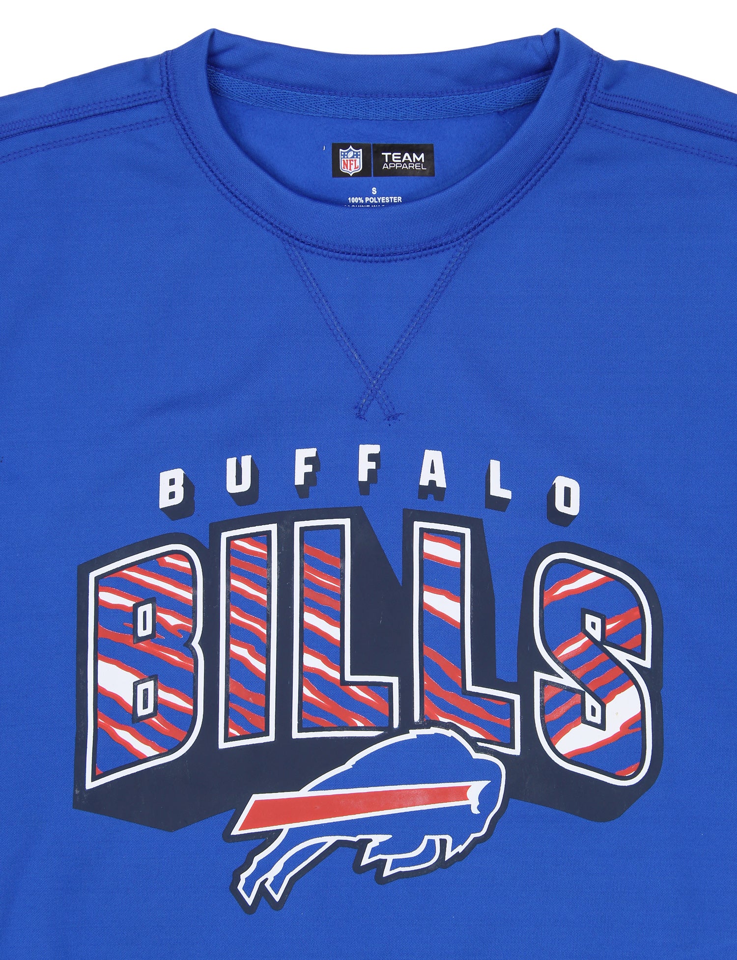 Zubaz NFL Women's Buffalo Bills Team Name & Logo Crewneck Sweatshirt w/ Pockets