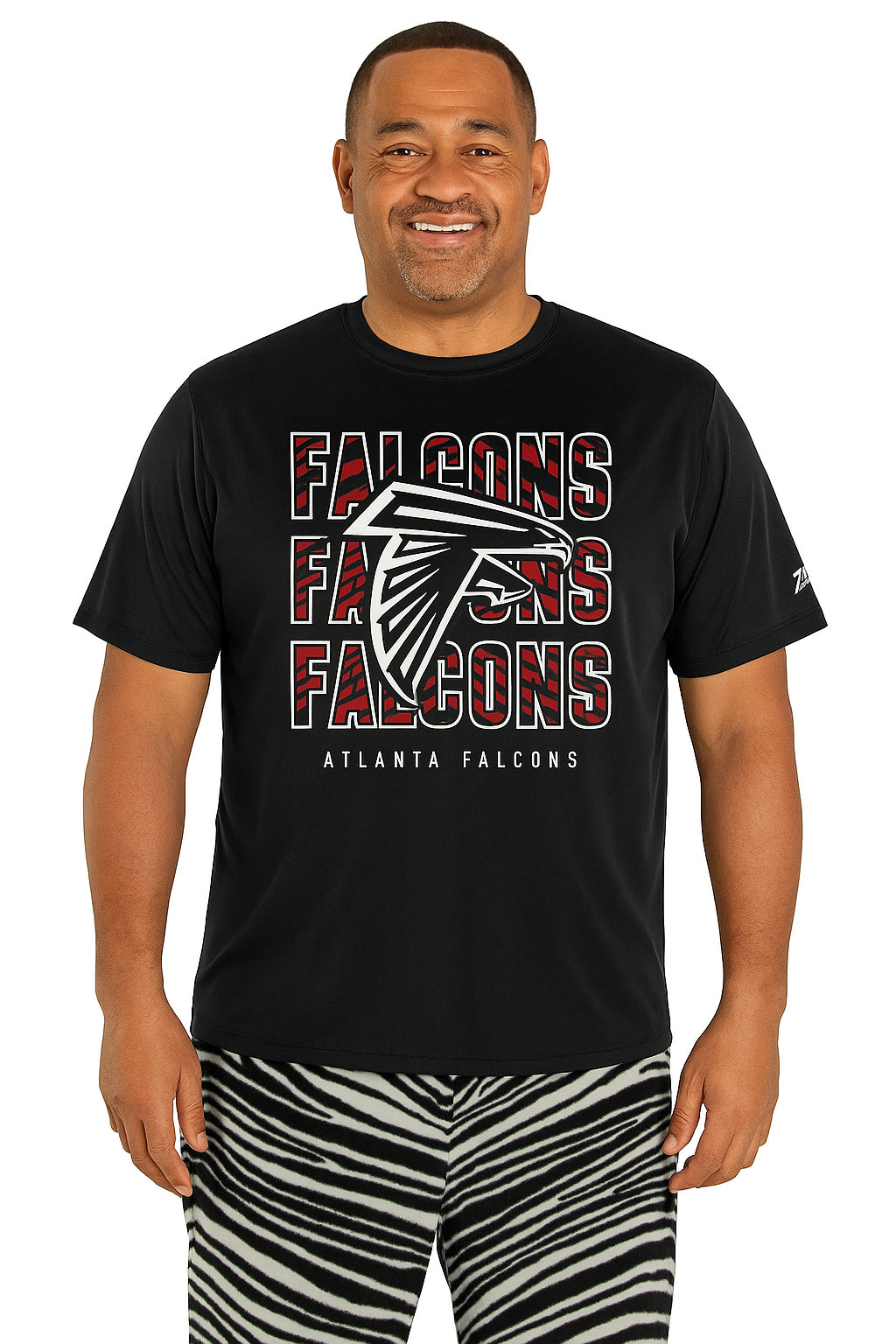 Zubaz NFL Men's Repeat Play Primary Team Color Short Sleeve T-Shirt, Atlanta Falcons