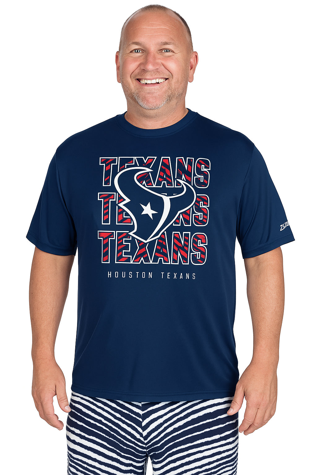 Zubaz NFL Men's Repeat Play Primary Team Color Short Sleeve T-Shirt, Houston Texans