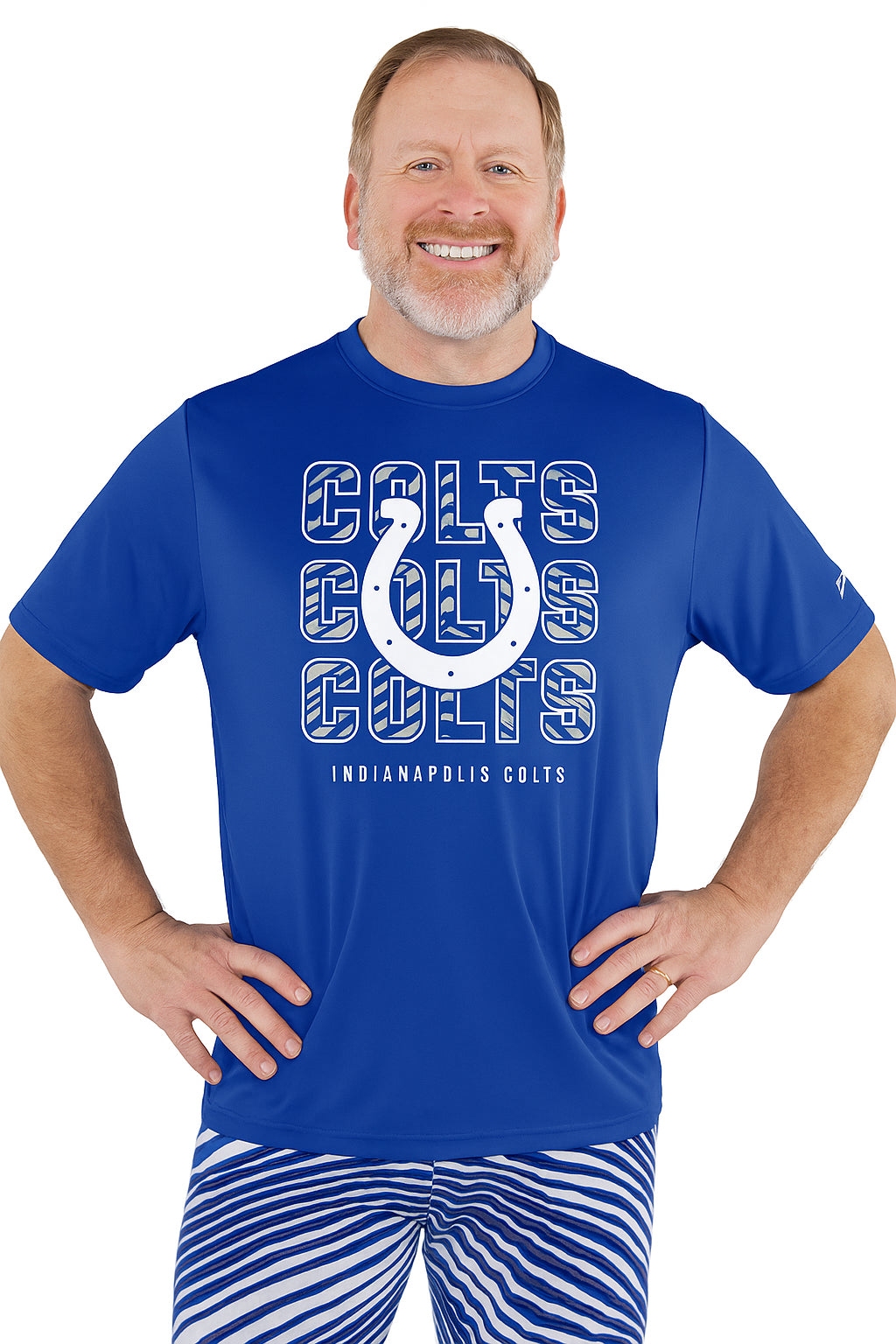 Zubaz NFL Men's Repeat Play Primary Team Color Short Sleeve T-Shirt, Indianapolis Colts - Official NFL Colts Zubaz Apparel (2
