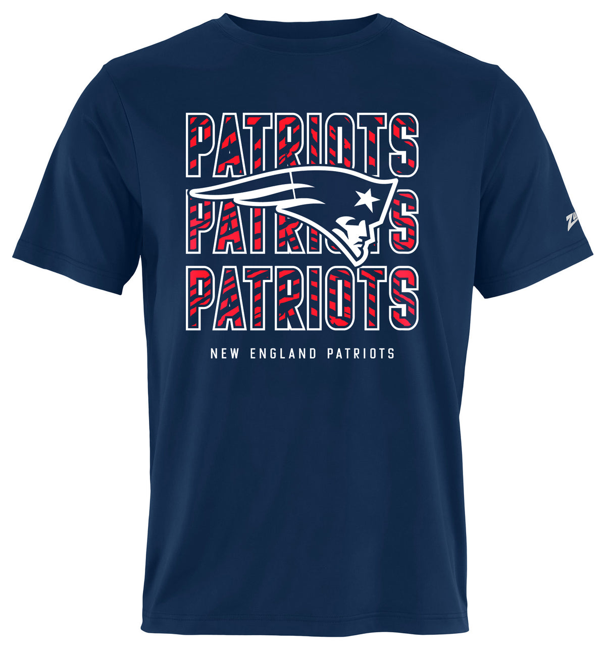 Zubaz NFL Men's Repeat Play Primary Team Color Short Sleeve T-Shirt, New England Patriots - Official NFL Patriots Zubaz Appar