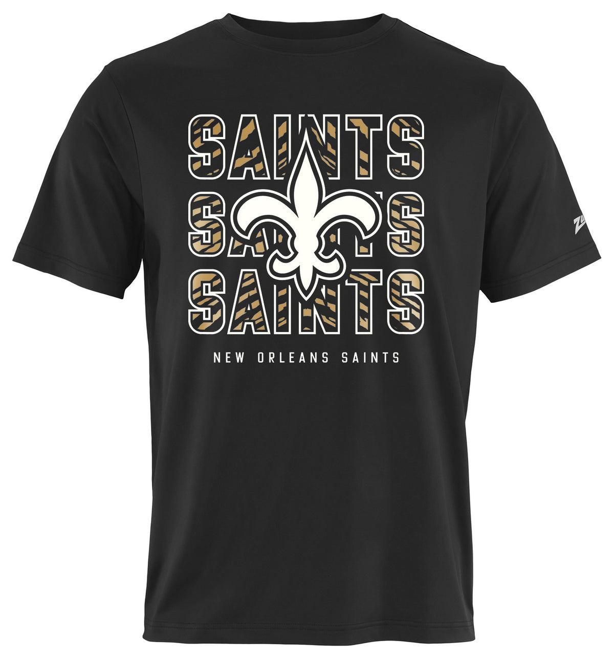 Zubaz NFL Men's Repeat Play Primary Team Color Short Sleeve T-Shirt, New Orleans Saints - Official NFL Saints Zubaz Apparel (