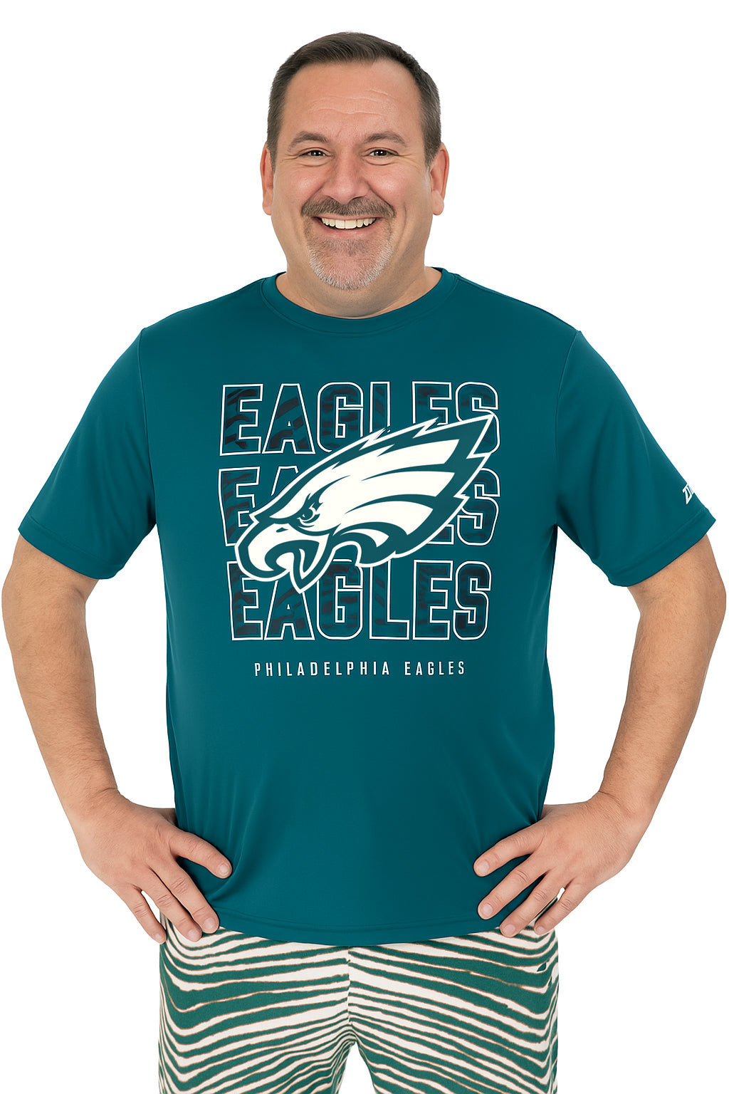 Zubaz NFL Men's Repeat Play Primary Team Color Short Sleeve T-Shirt, Philadelphia Eagles - Official NFL Eagles Zubaz Apparel
