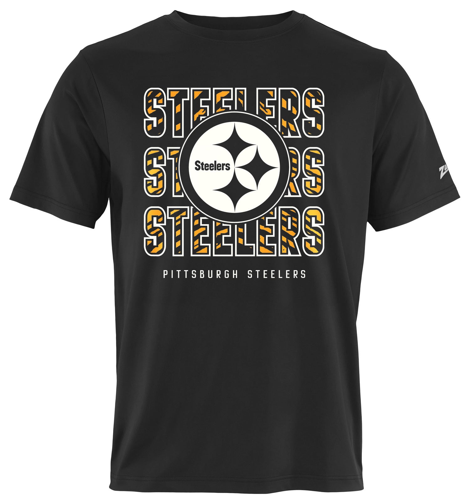 Zubaz NFL Men's Repeat Play Primary Team Color Short Sleeve T-Shirt, Pittsburgh Steelers