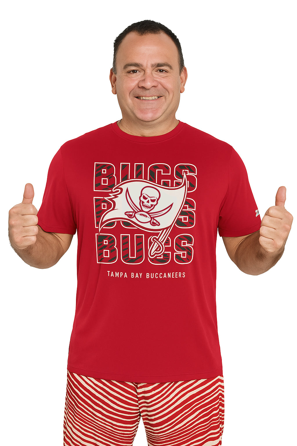 Zubaz NFL Men's Repeat Play Primary Team Color Short Sleeve T-Shirt, Tampa Bay Buccaneers - Official NFL Licensed Zubaz Appar