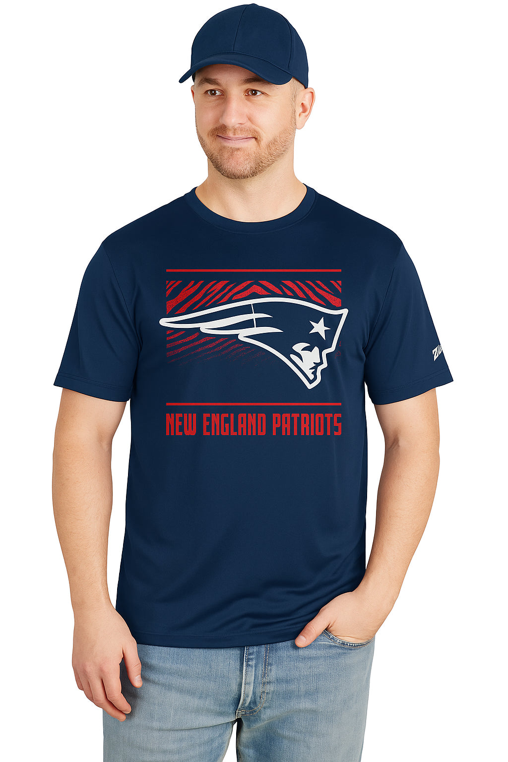 Zubaz NFL Men's Tunnel Primary Short Sleeve T-Shirt, New England Patriots