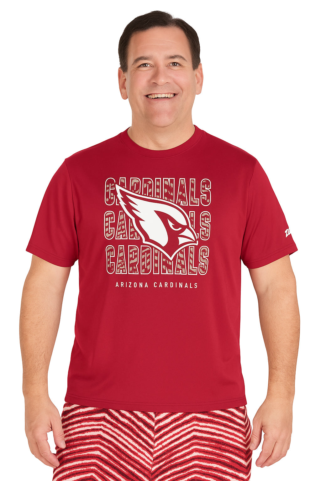 Zubaz NFL Men's Repeat Play Primary Team Color Short Sleeve T-Shirt, Arizona Cardinals
