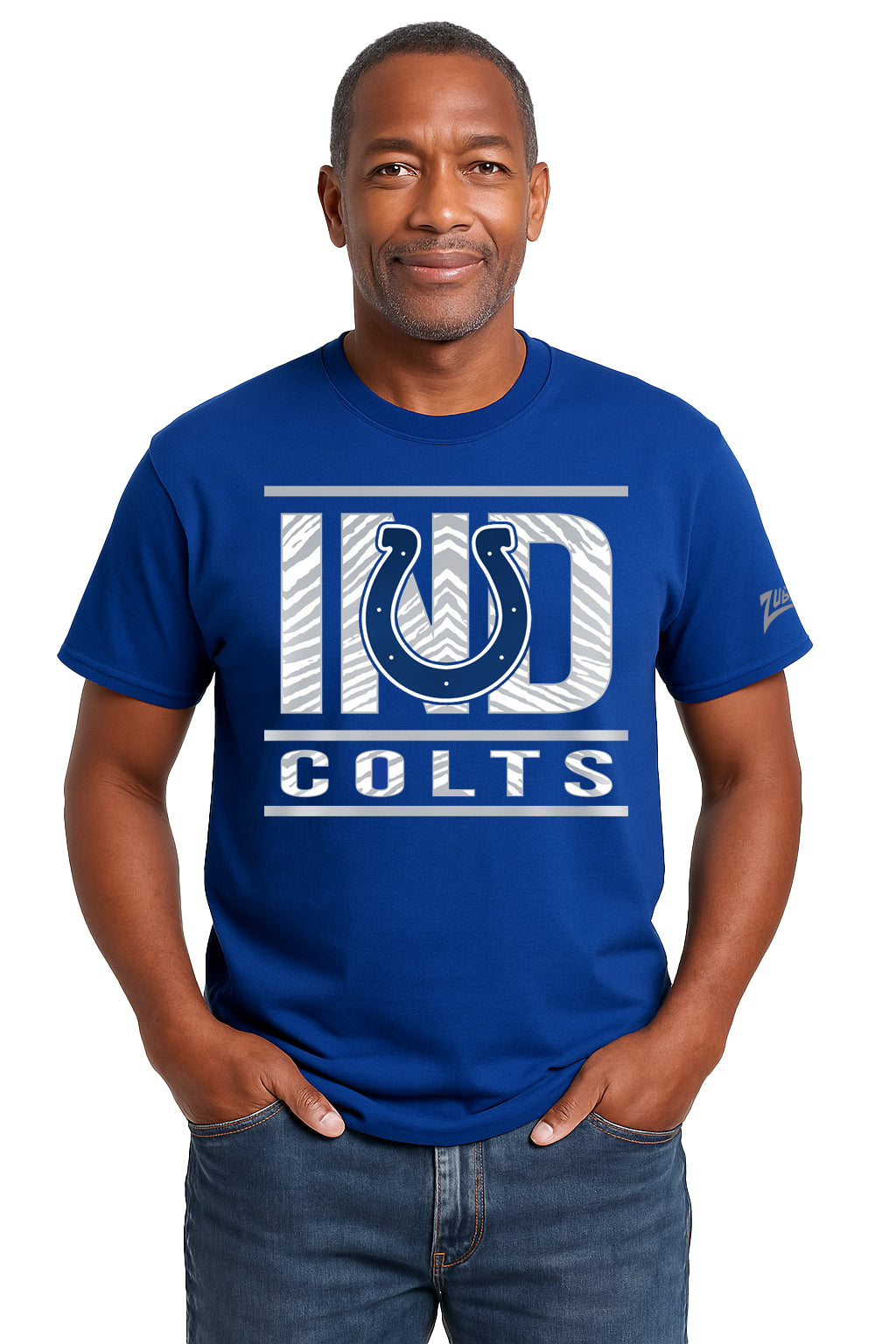 Zubaz NFL Men's Goal Line Team Color Short Sleeve T-Shirt, Indianapolis Colts