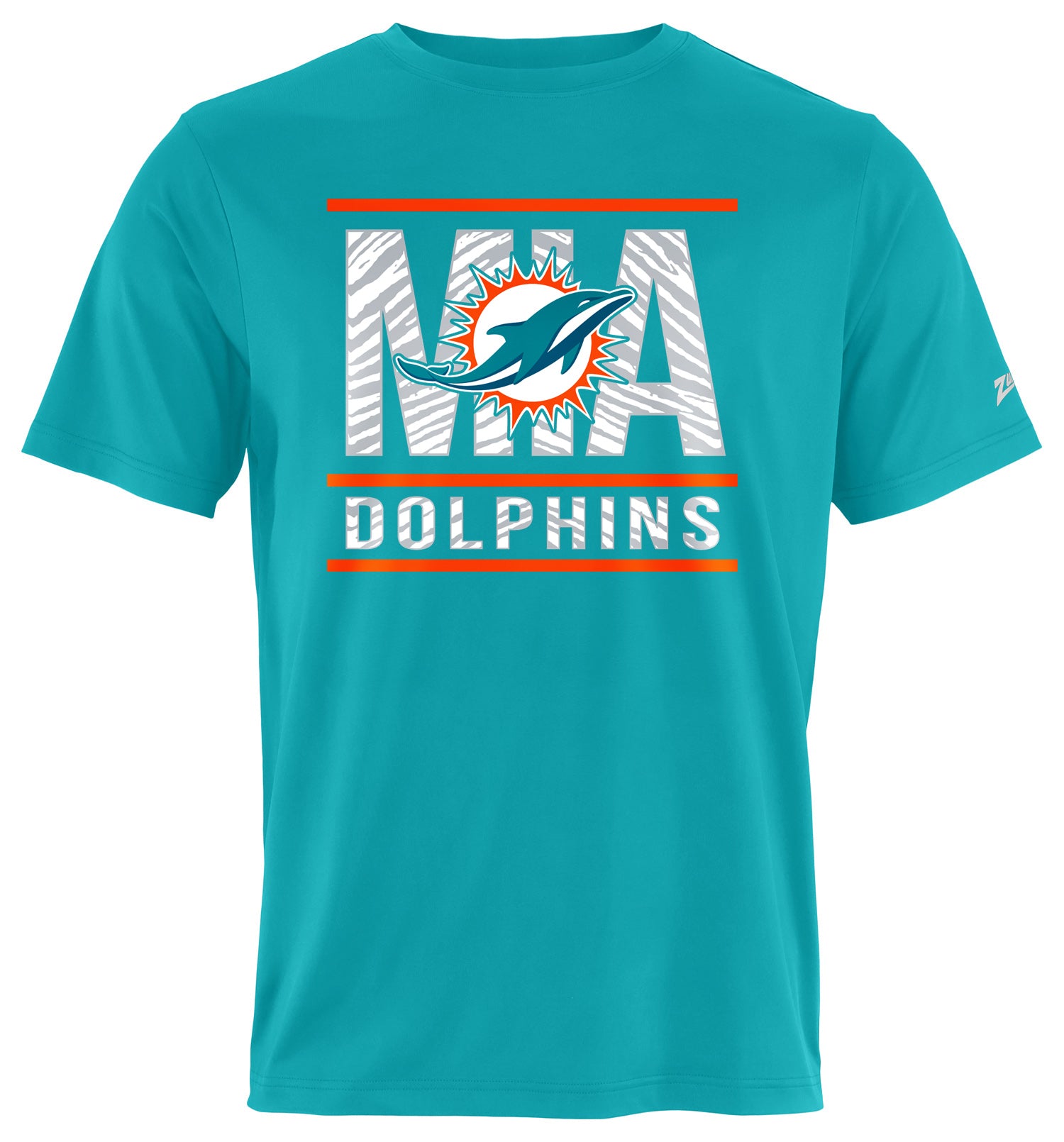 Zubaz NFL Men's Goal Line Team Color Short Sleeve T-Shirt, Miami Dolphins