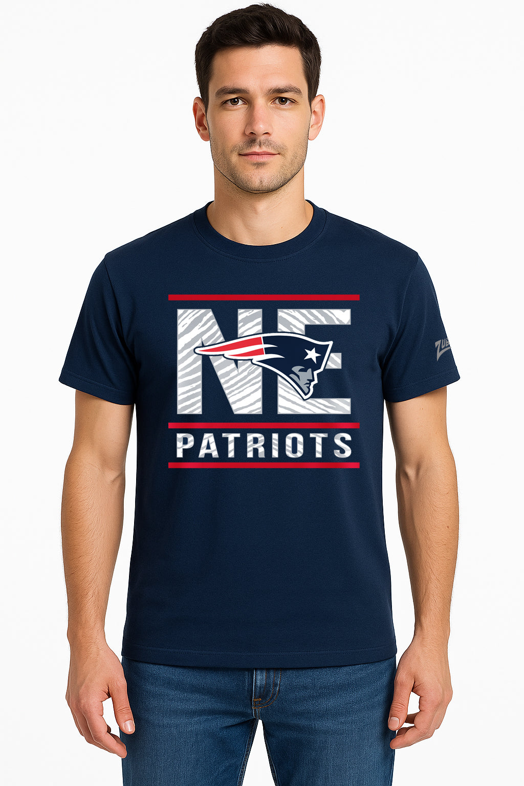 Zubaz NFL Men's Goal Line Team Color Short Sleeve T-Shirt, New England Patriots