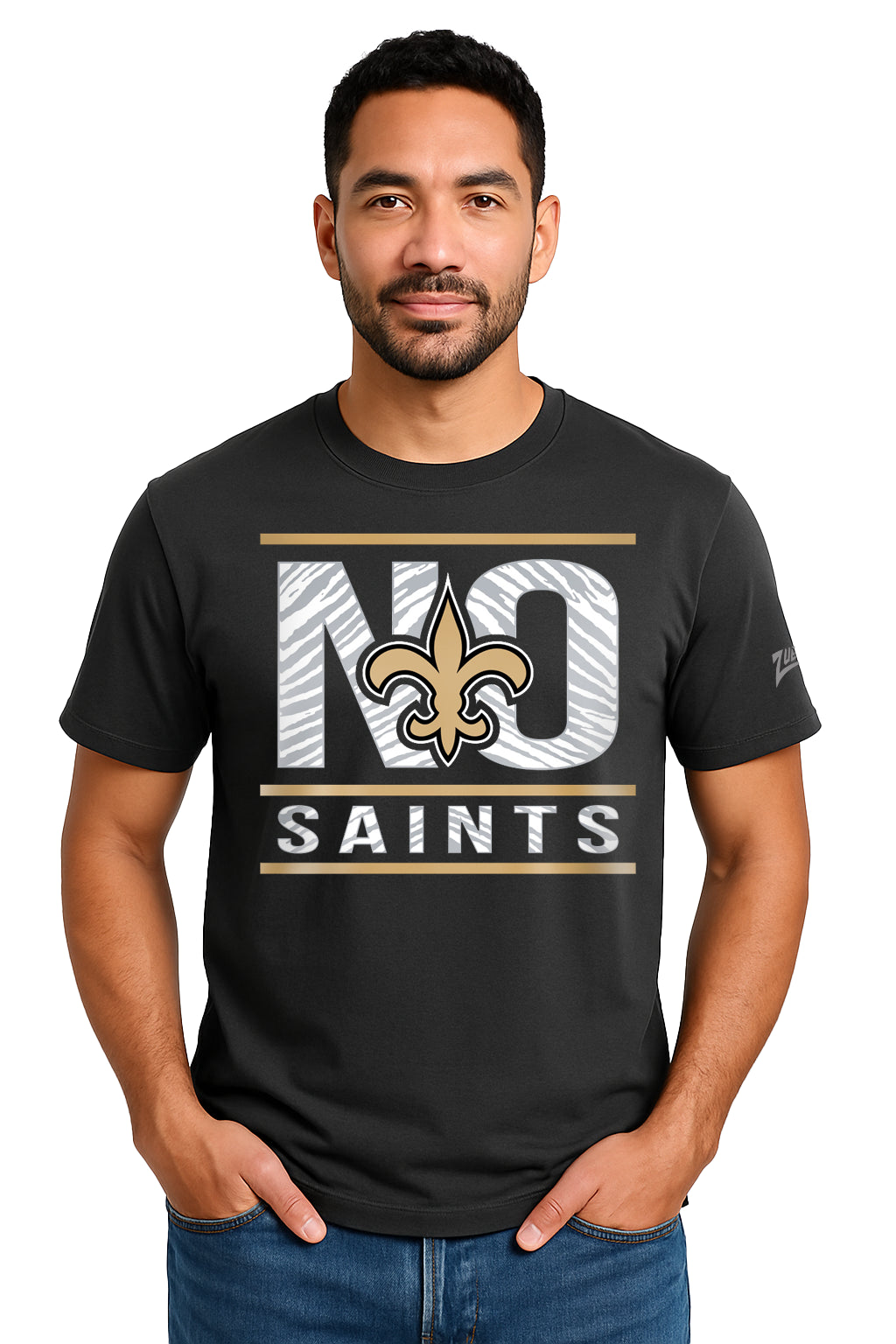Zubaz NFL Men's Goal Line Team Color Short Sleeve T-Shirt, New Orleans