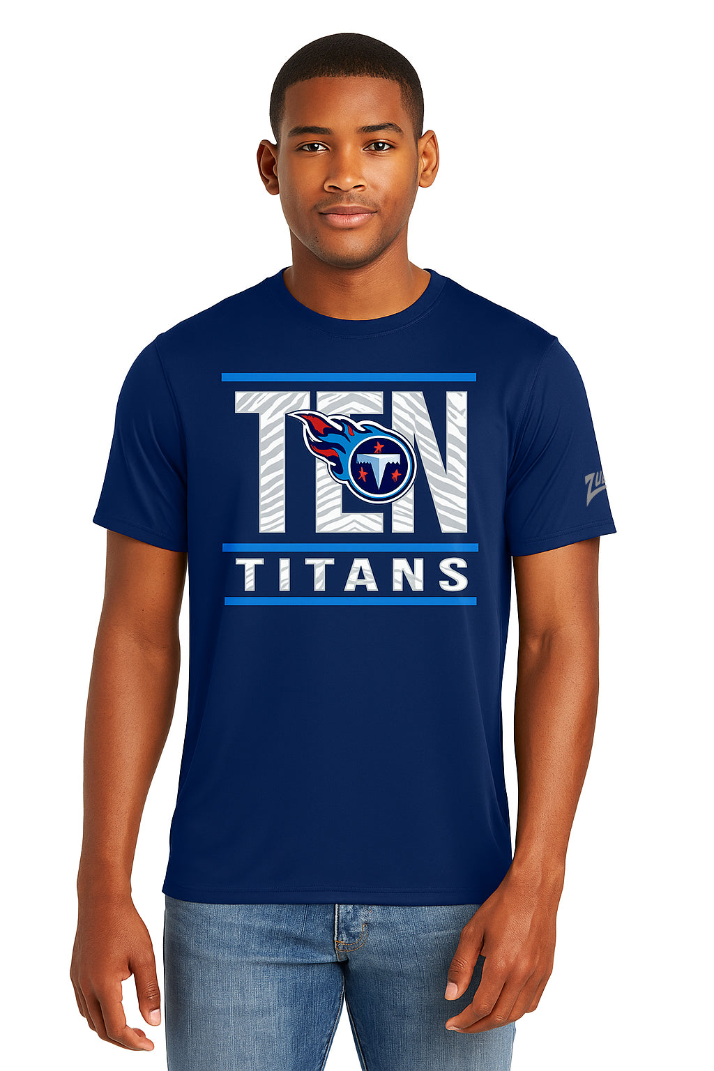 Zubaz NFL Men's Goal Line Team Color Short Sleeve T-Shirt, Tennessee T