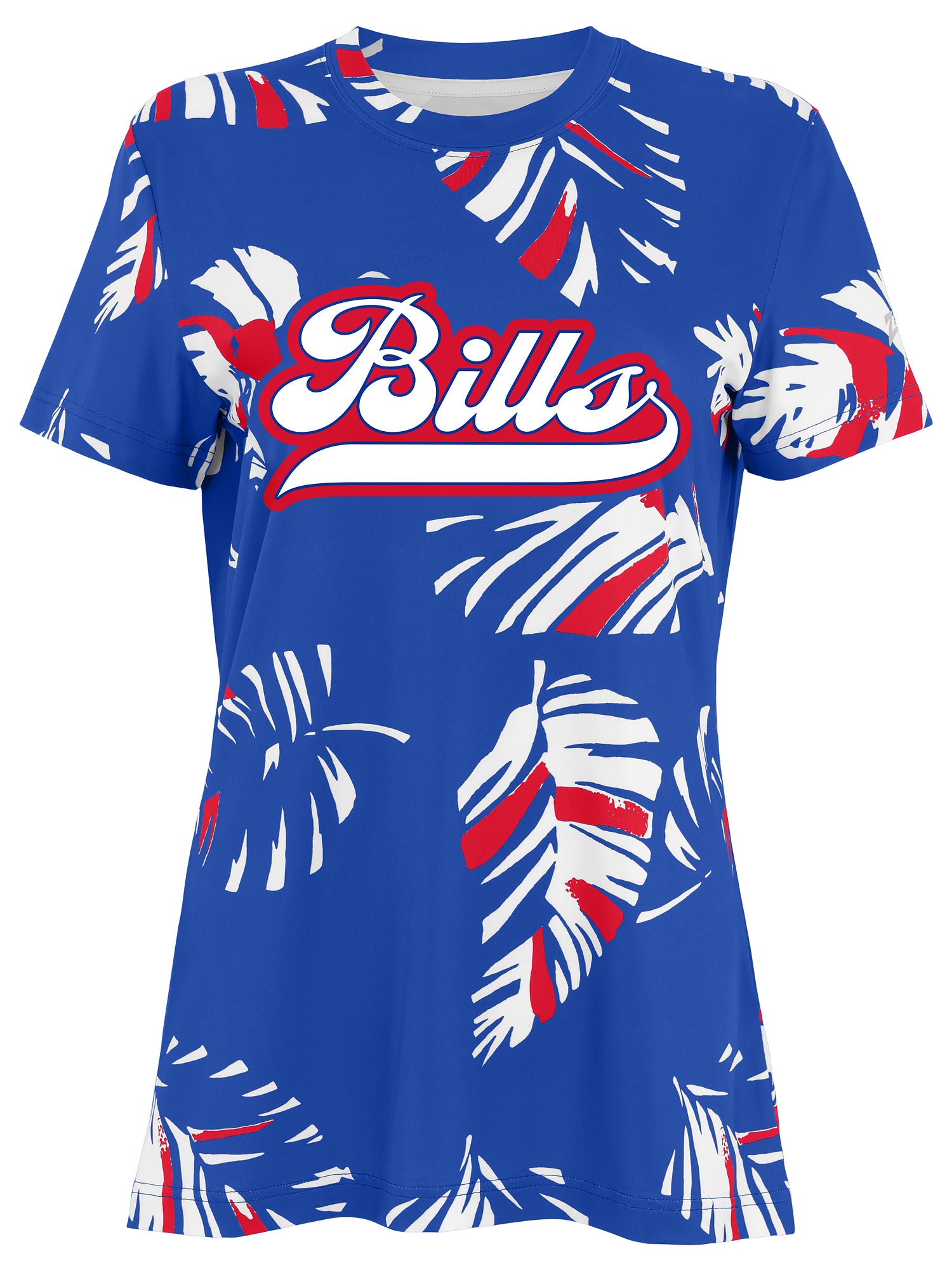 Zubaz NFL Womens Leaf Team Color Script Short Sleeve T-Shirt, Buffalo Bills - Official NFL Bills Zubaz Apparel (1 of 3)