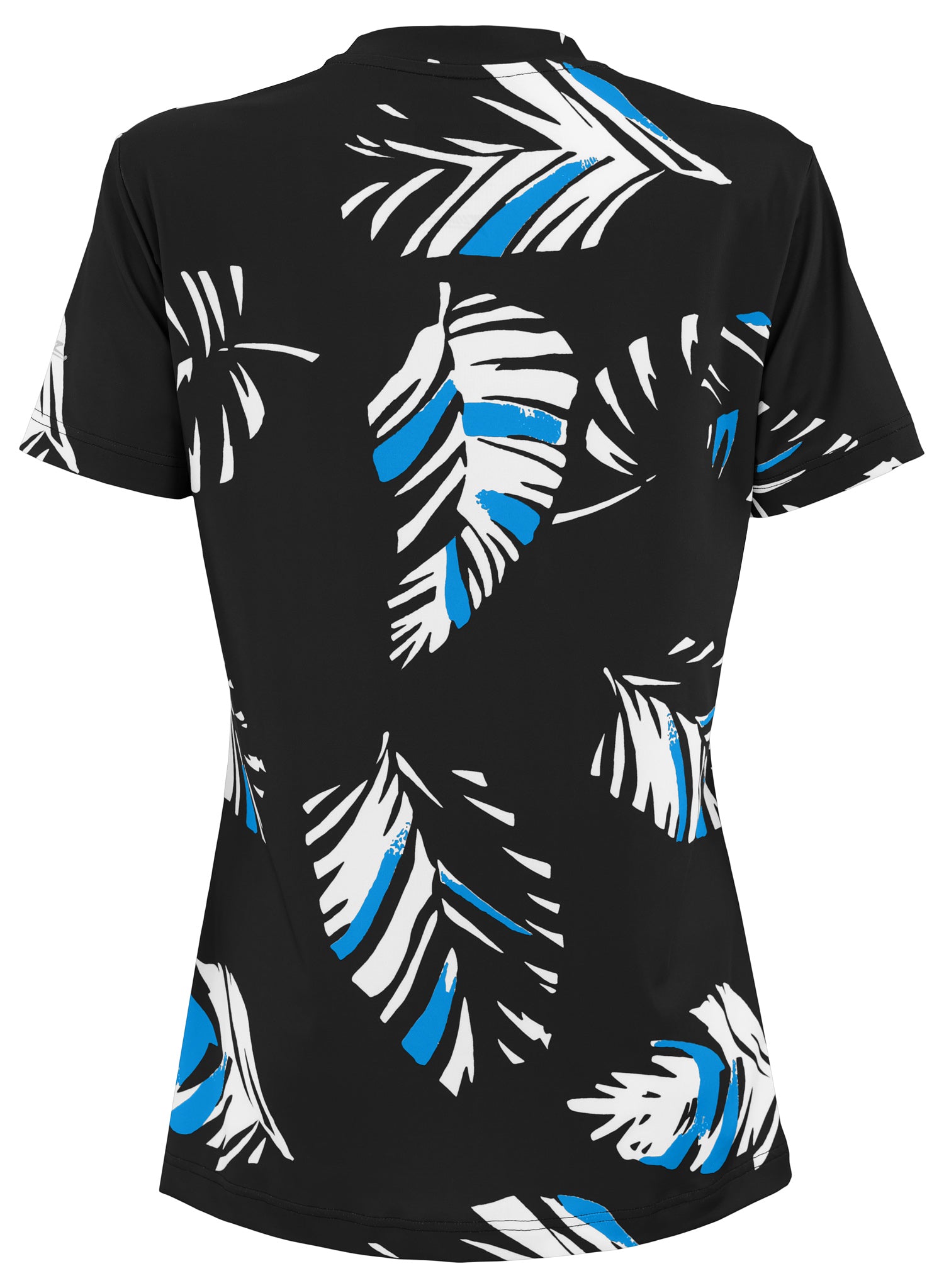 Zubaz NFL Womens Leaf Team Color Script Short Sleeve T-Shirt, Carolina Panthers