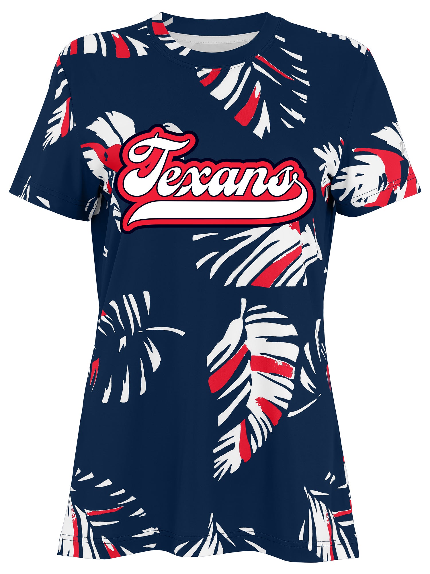 Zubaz NFL Womens Leaf Team Color Script Short Sleeve T-Shirt, Houston Texans