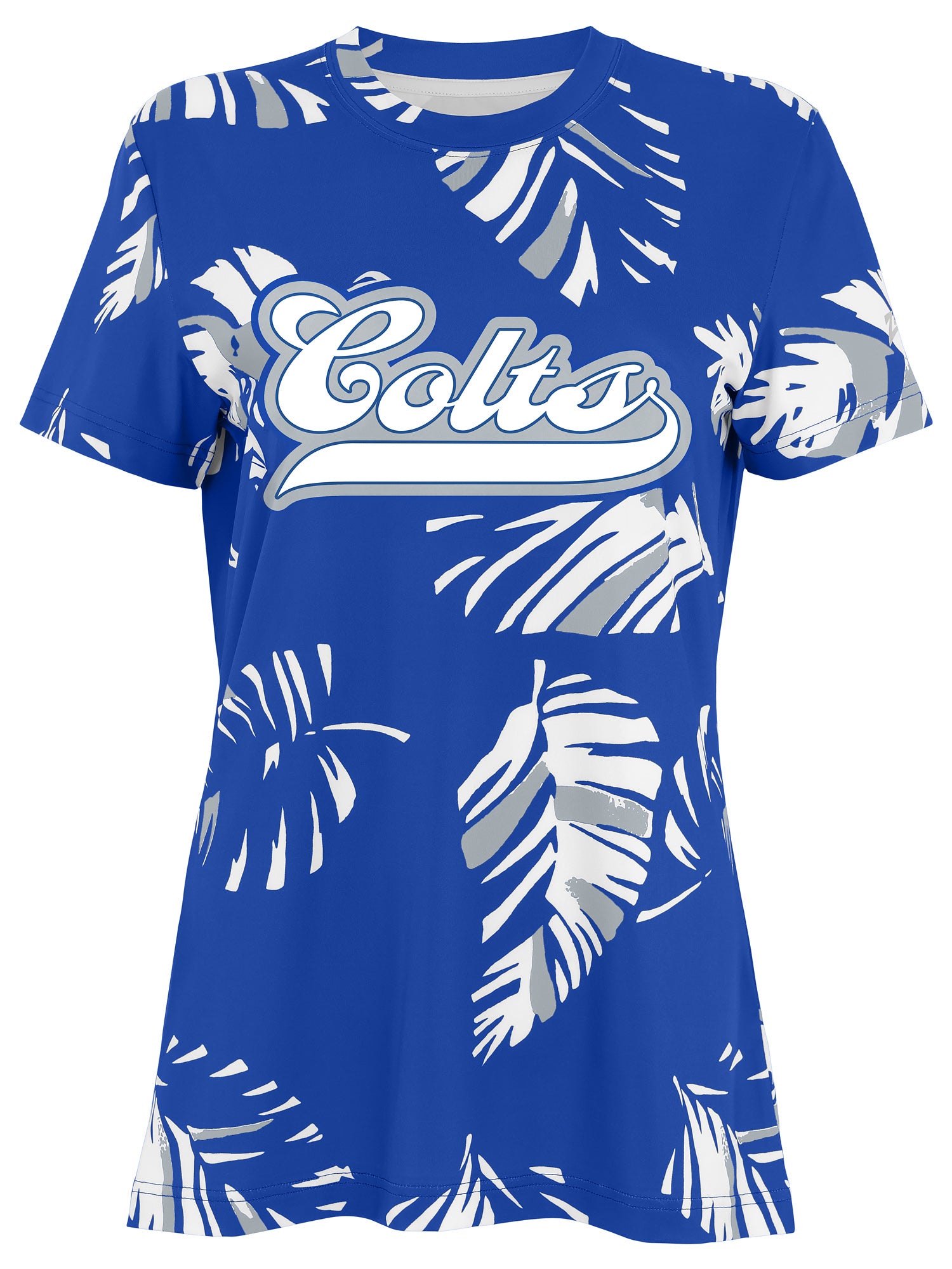 Zubaz NFL Womens Leaf Team Color Script Short Sleeve T-Shirt, Indianapolis Colts - Official NFL Colts Zubaz Apparel (1 of 3)
