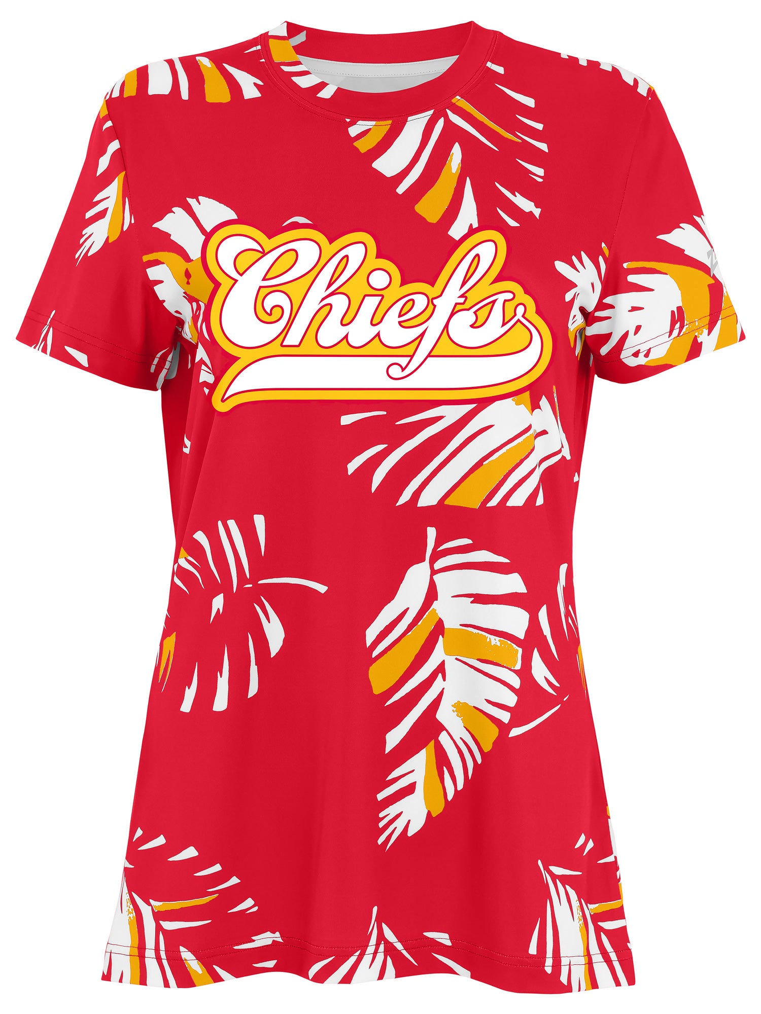 Zubaz NFL Womens Leaf Team Color Script Short Sleeve T-Shirt, Kansas City Chiefs - Official NFL Chiefs Zubaz Apparel (1 of 3)