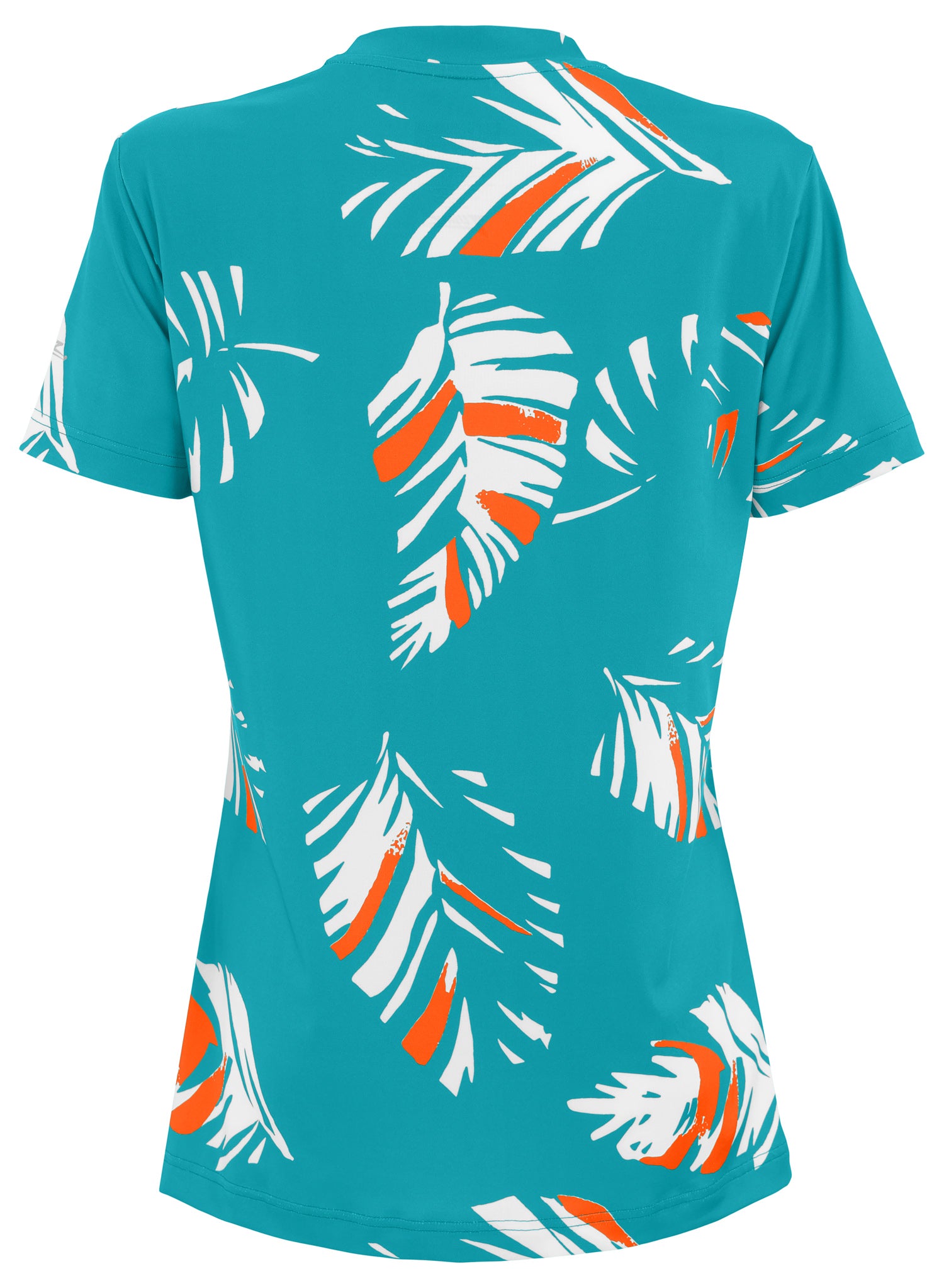 Zubaz NFL Womens Leaf Team Color Script Short Sleeve T-Shirt, Miami Dolphins