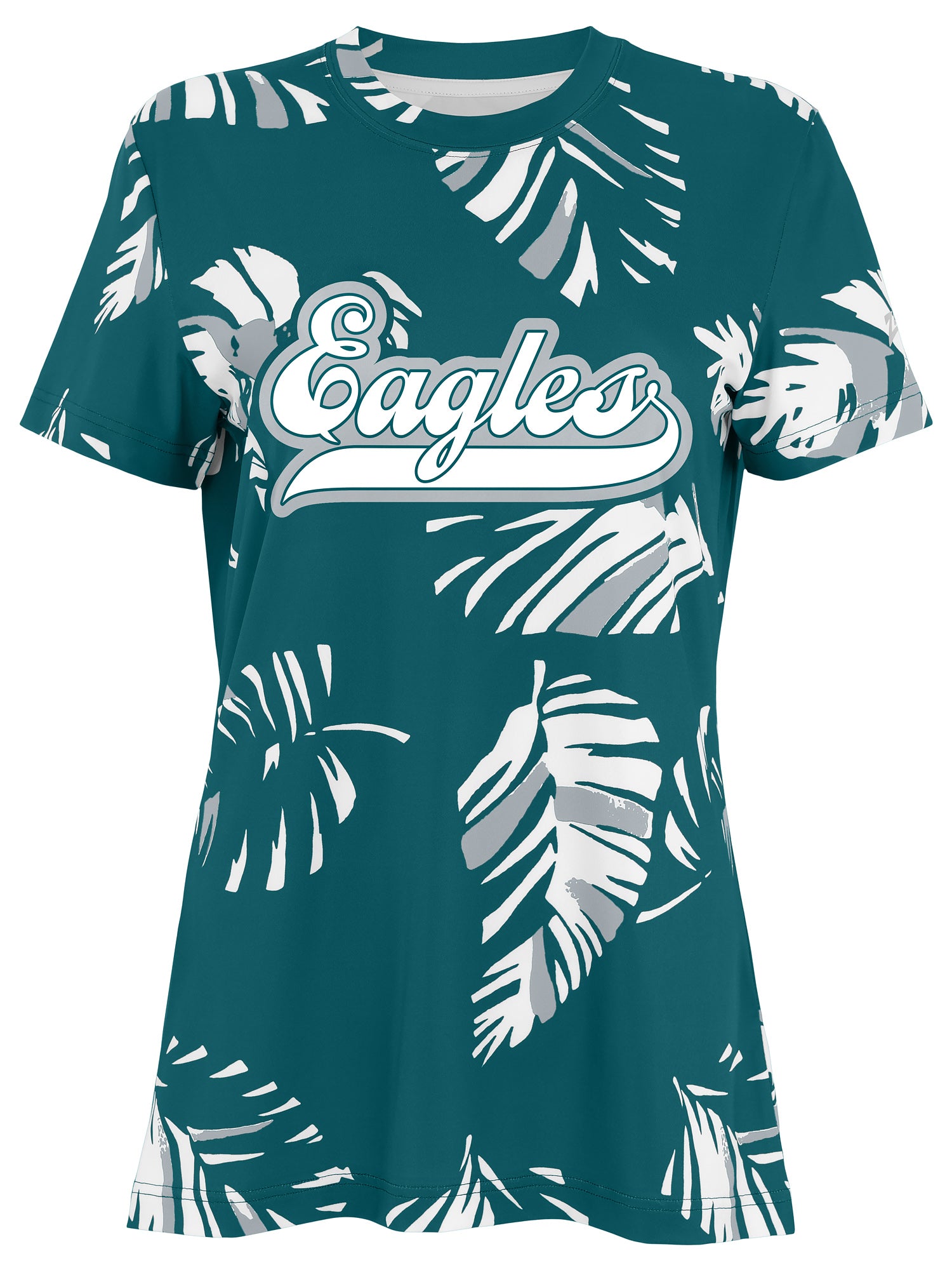Zubaz NFL Womens Leaf Team Color Script Short Sleeve T-Shirt, Philadelphia Eagles - Official NFL Eagles Zubaz Apparel (1 of 3