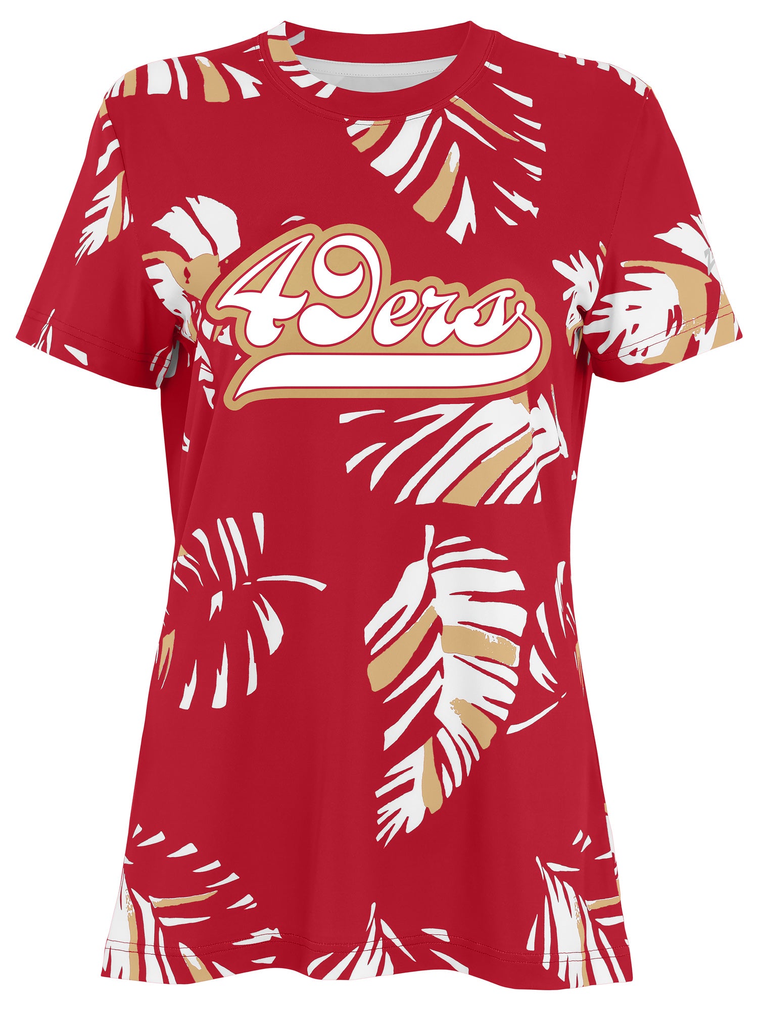 Zubaz NFL Womens Leaf Team Color Script Short Sleeve T-Shirt, San Francisco 49ers - Official NFL 49ers Zubaz Apparel (1 of 3)
