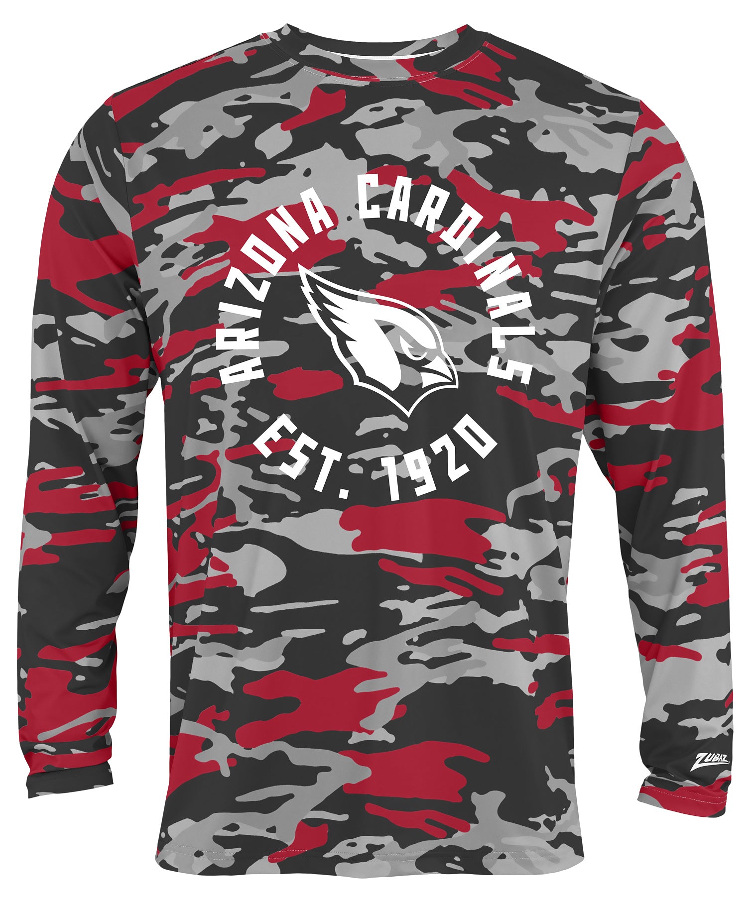 Zubaz NFL Men's Camo Alternate Color with White Circle Logo Long Sleeve T-Shirt, Arizona Cardinals - Official NFL Cardinals Z