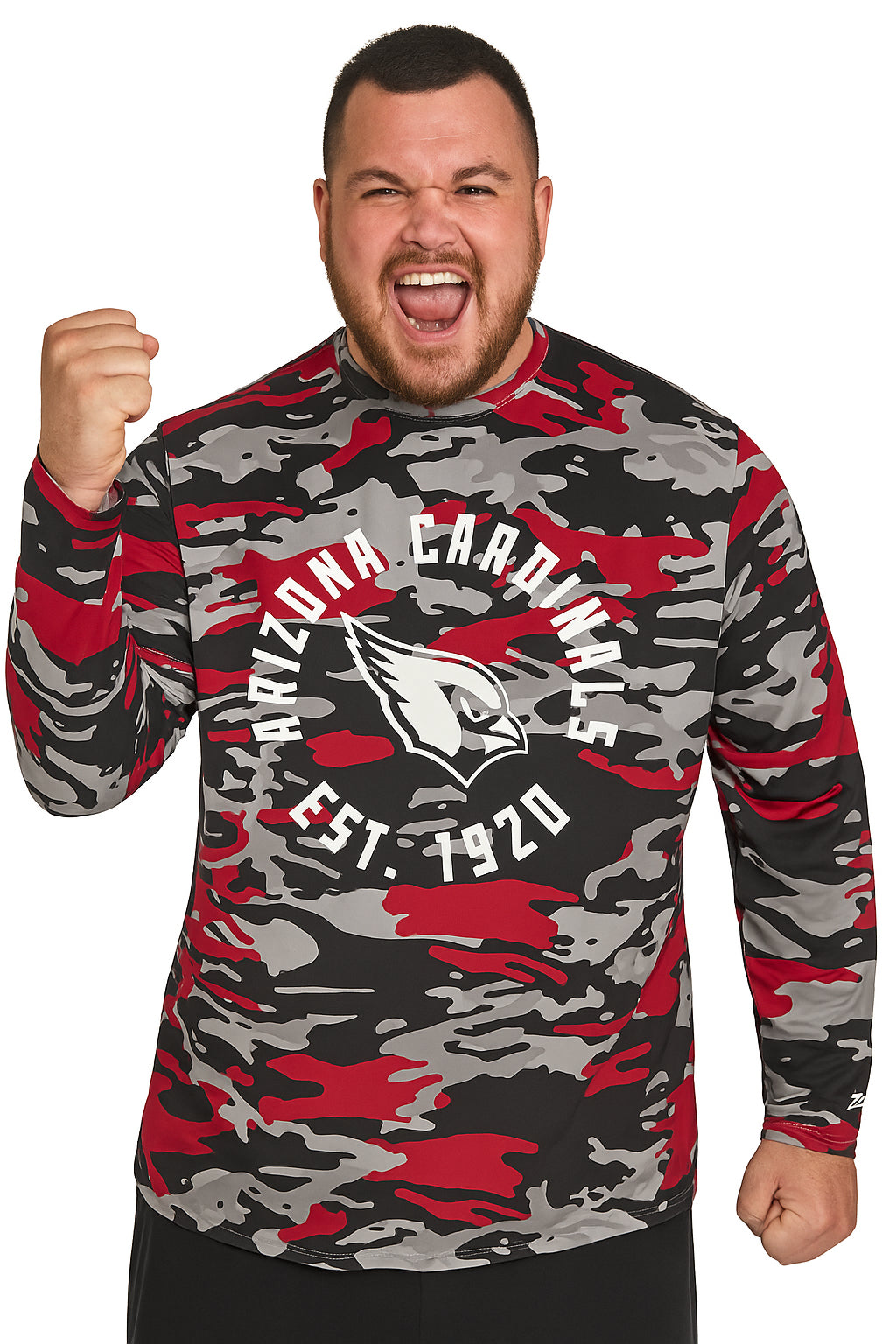 Zubaz NFL Men's Camo Alternate Color with White Circle Logo Long Sleeve T-Shirt, Arizona Cardinals - Official NFL Cardinals Z